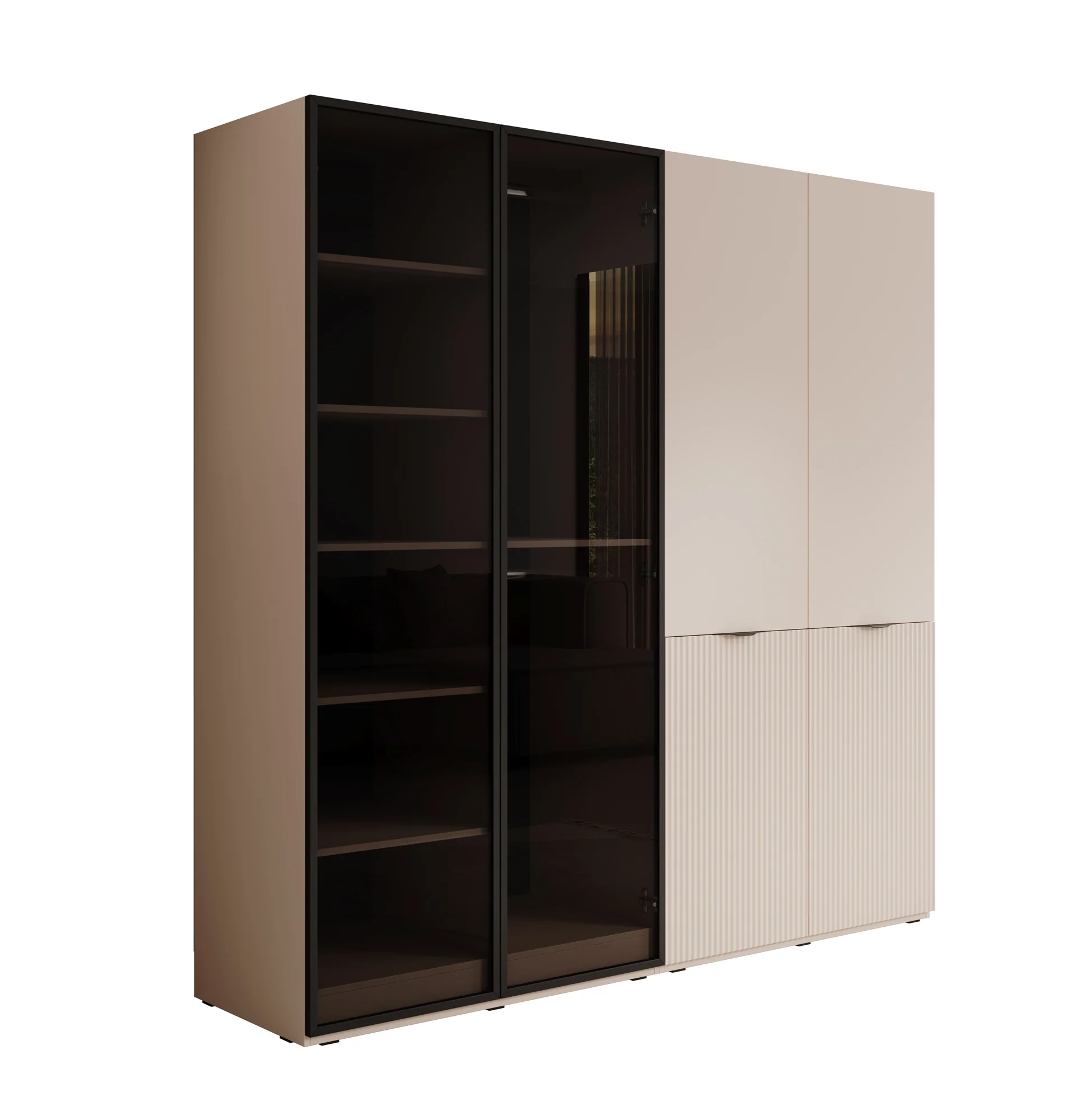 Shelton - Kledingkast 4-deurs van glas - Beige - Image 6