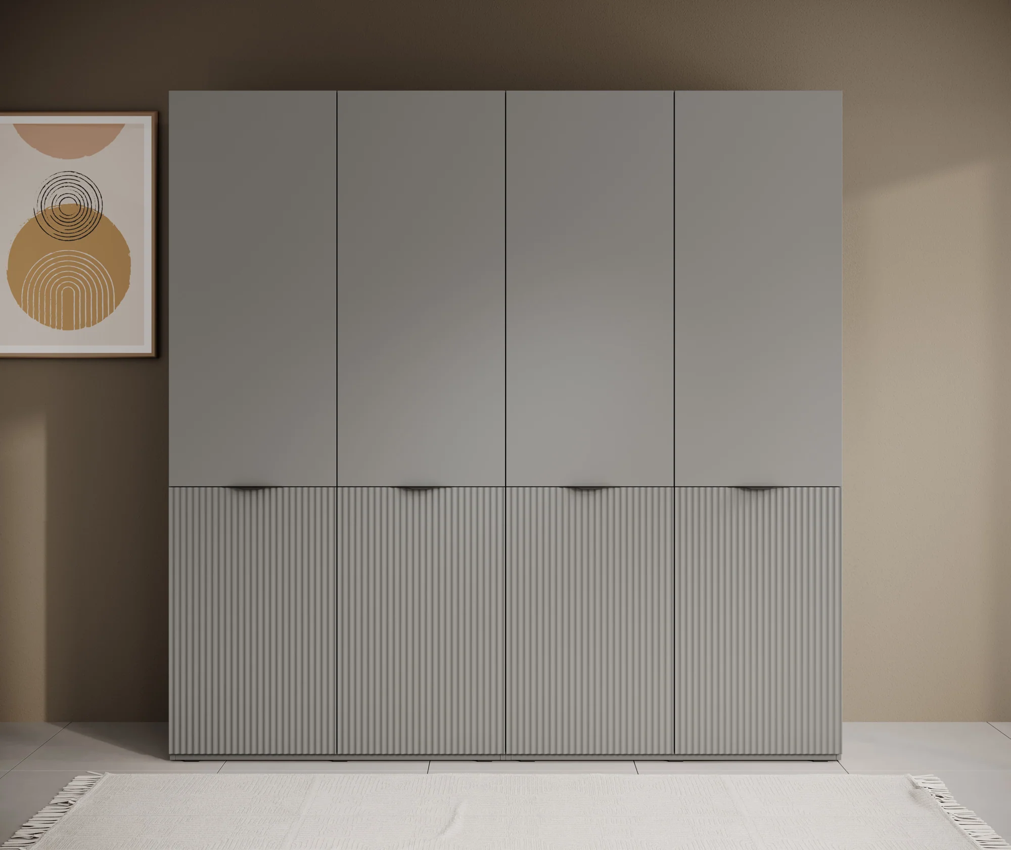 Shelton - Kledingkast 4-deurs - Grijs - 202x51x200 cm - Image 3