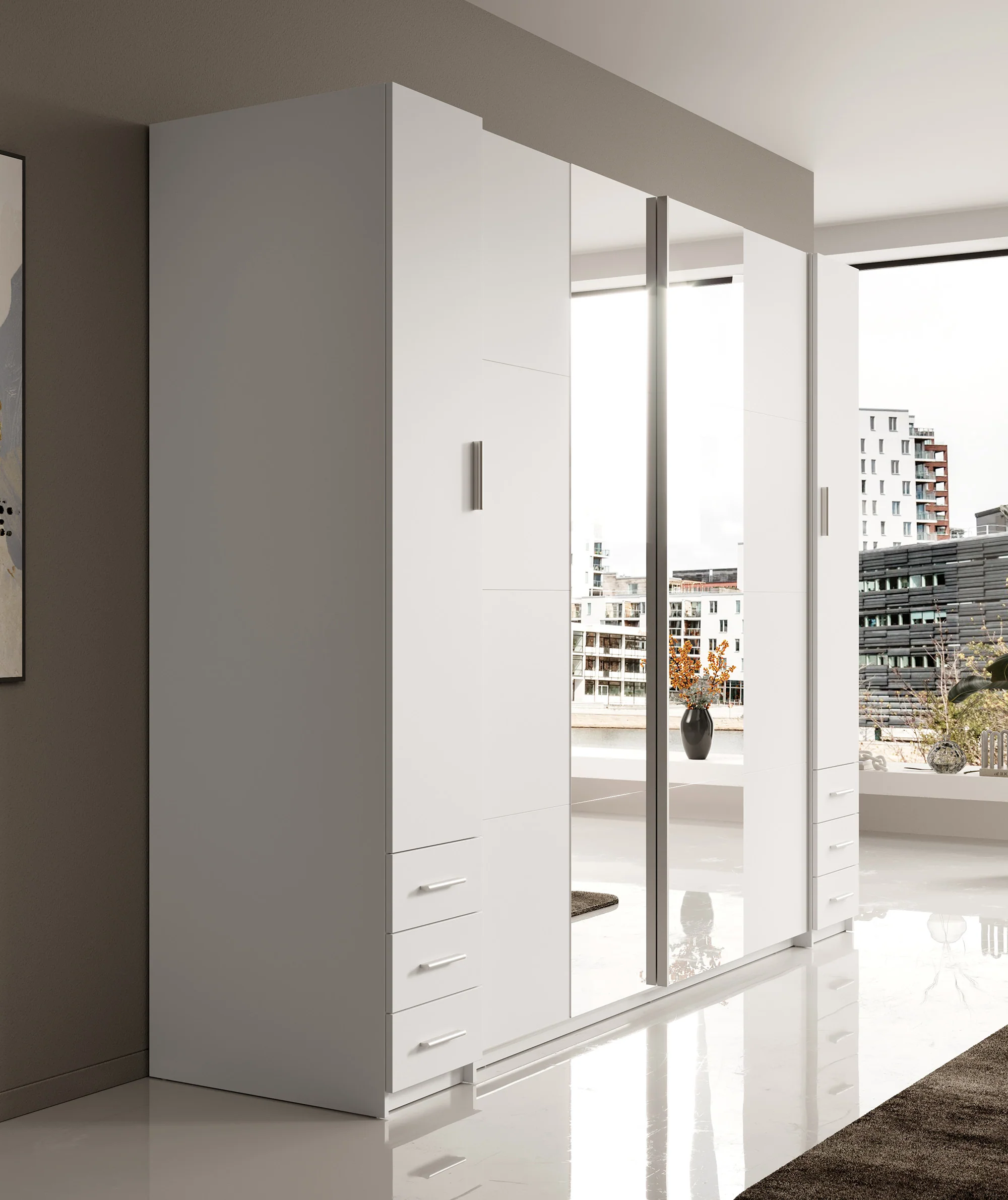 Stoke 2 - Kledingkast 4-deurs - Wit - 270x61x208 cm - Image 4