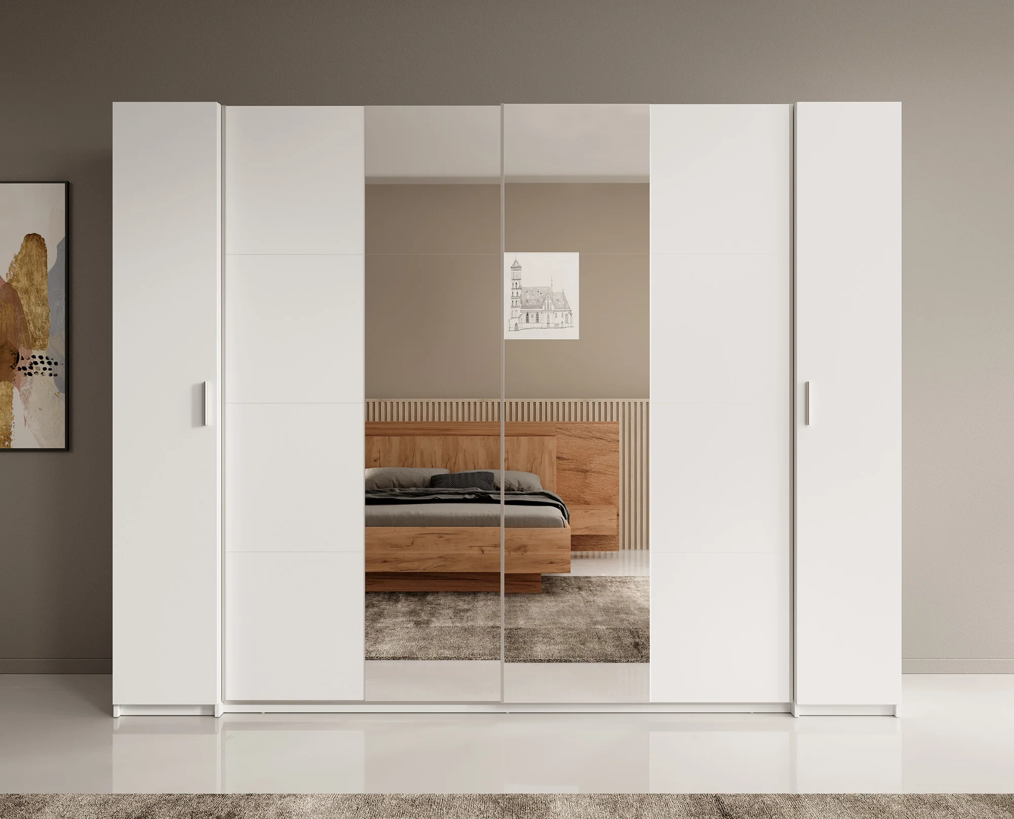 Stoke - Kledingkast 4-deurs - Wit - 270x61x208 cm - Image 2