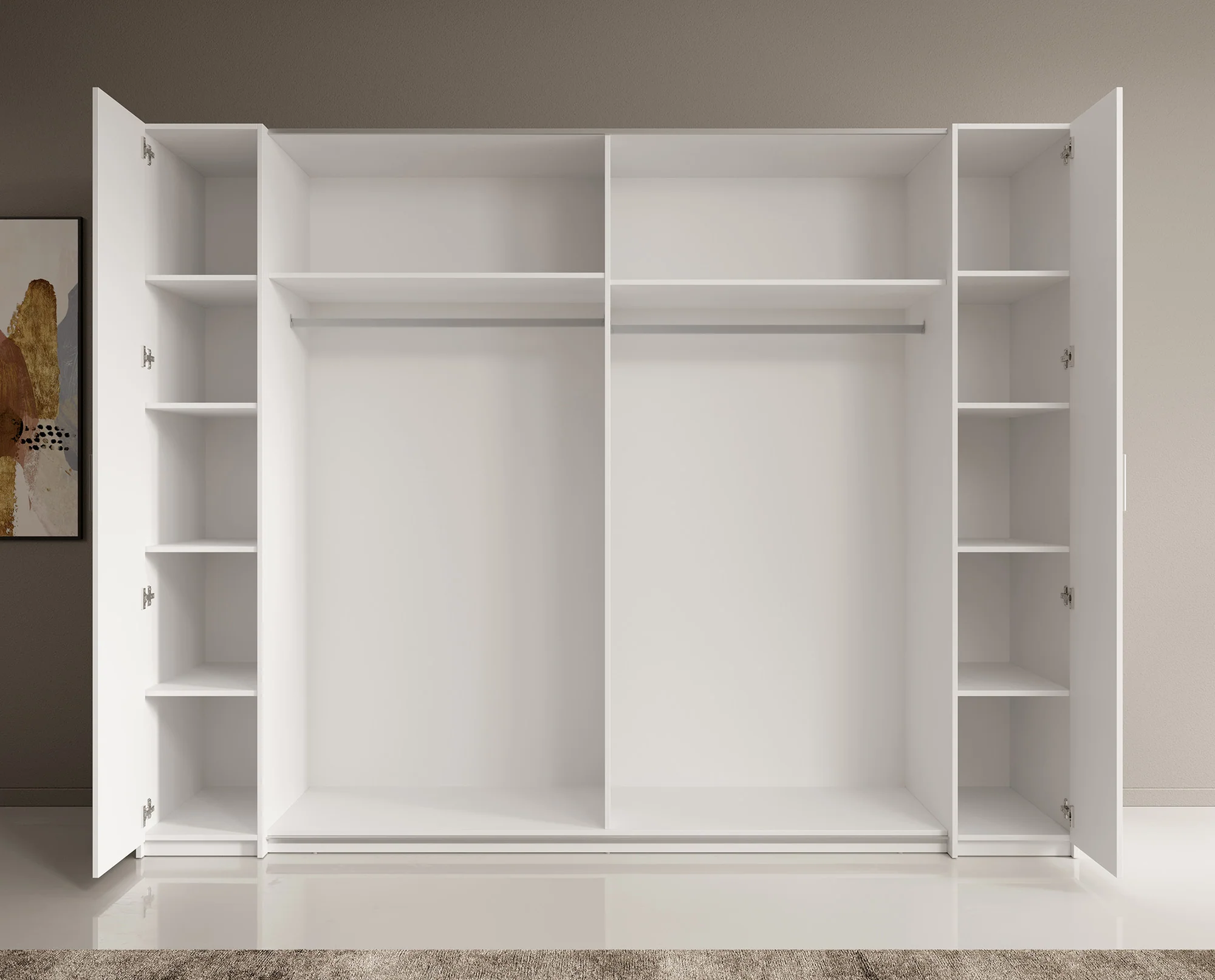 Stoke - Kledingkast 4-deurs - Wit - 270x61x208 cm - Image 3
