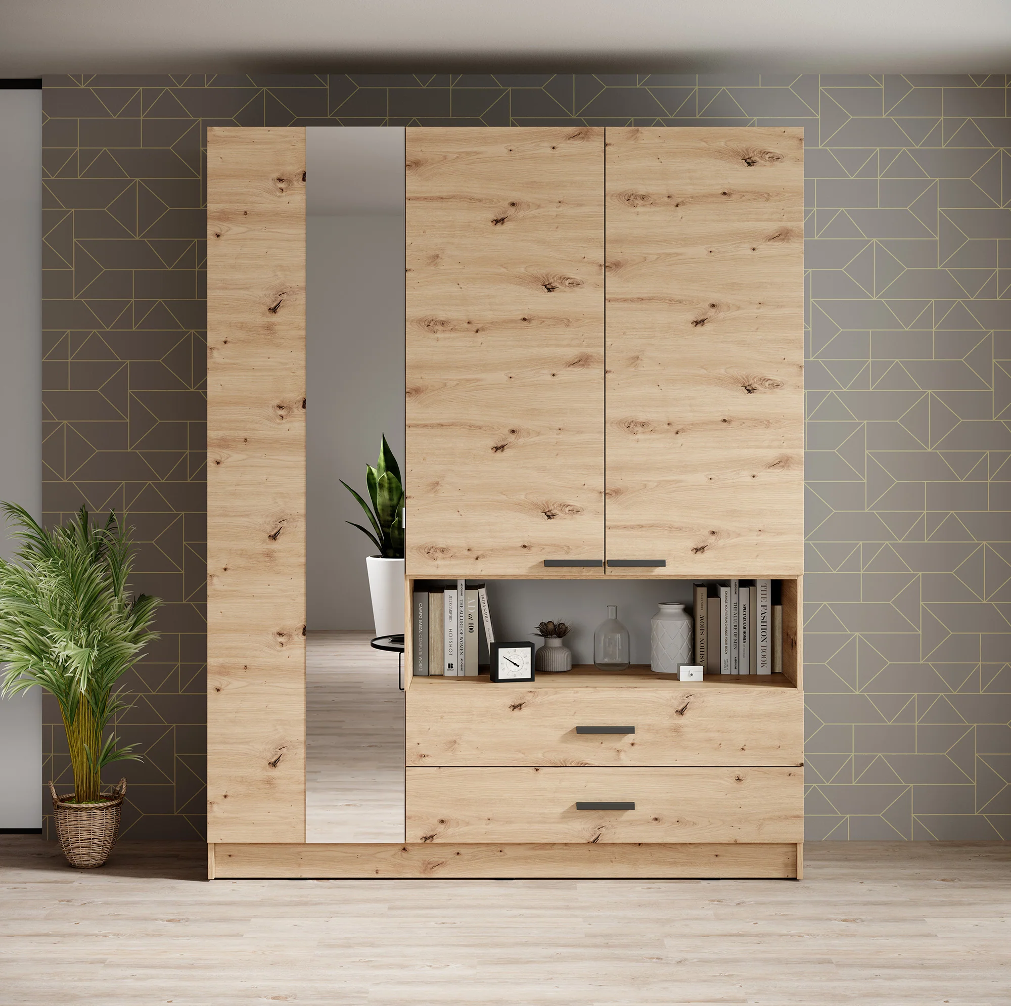 Tobin - Kledingkast 3-deurs - Eiken - 158x55x201 cm - Image 2