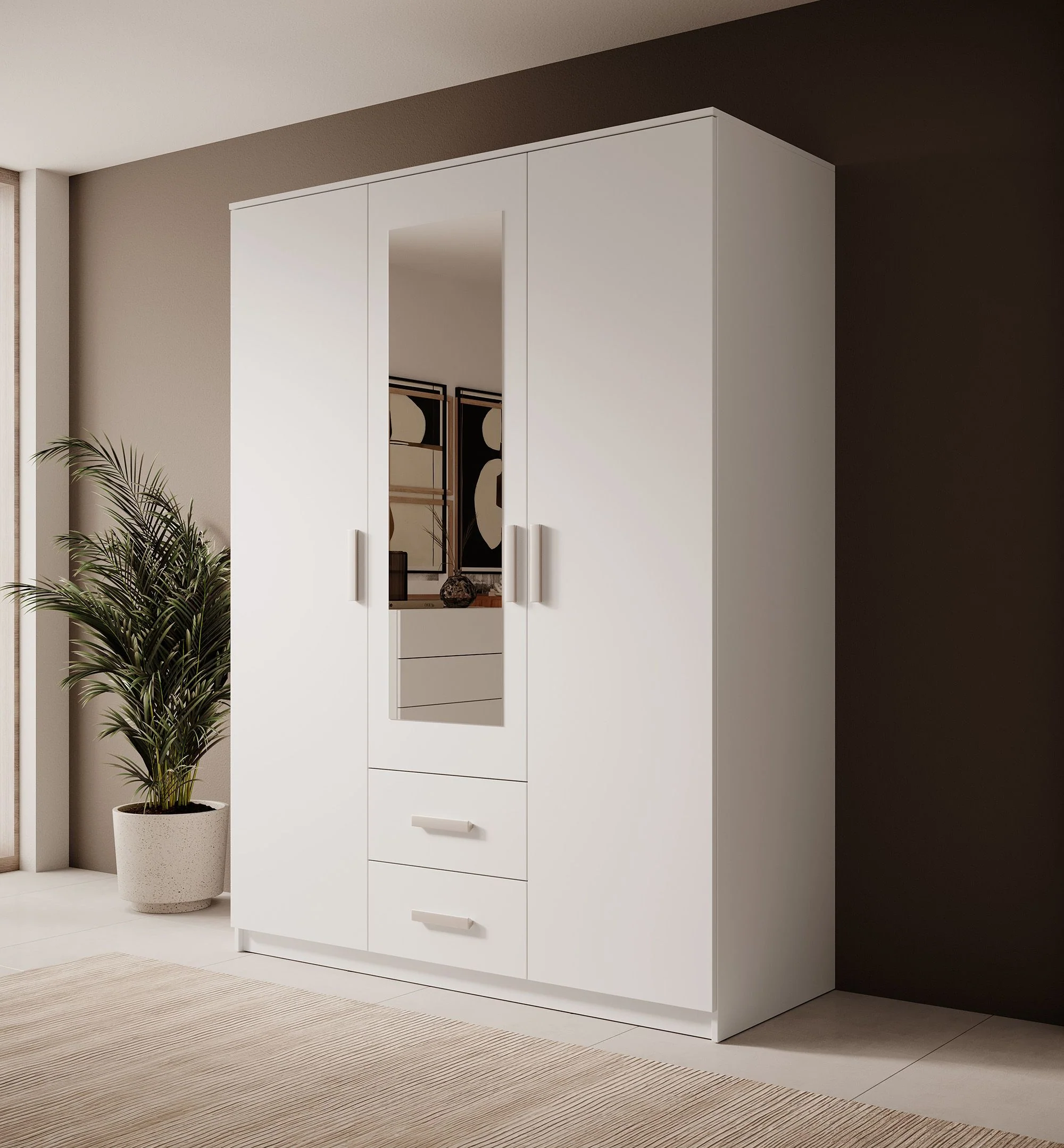 Tyko - Kledingkast 3-deurs - Wit - 150x58x200 cm