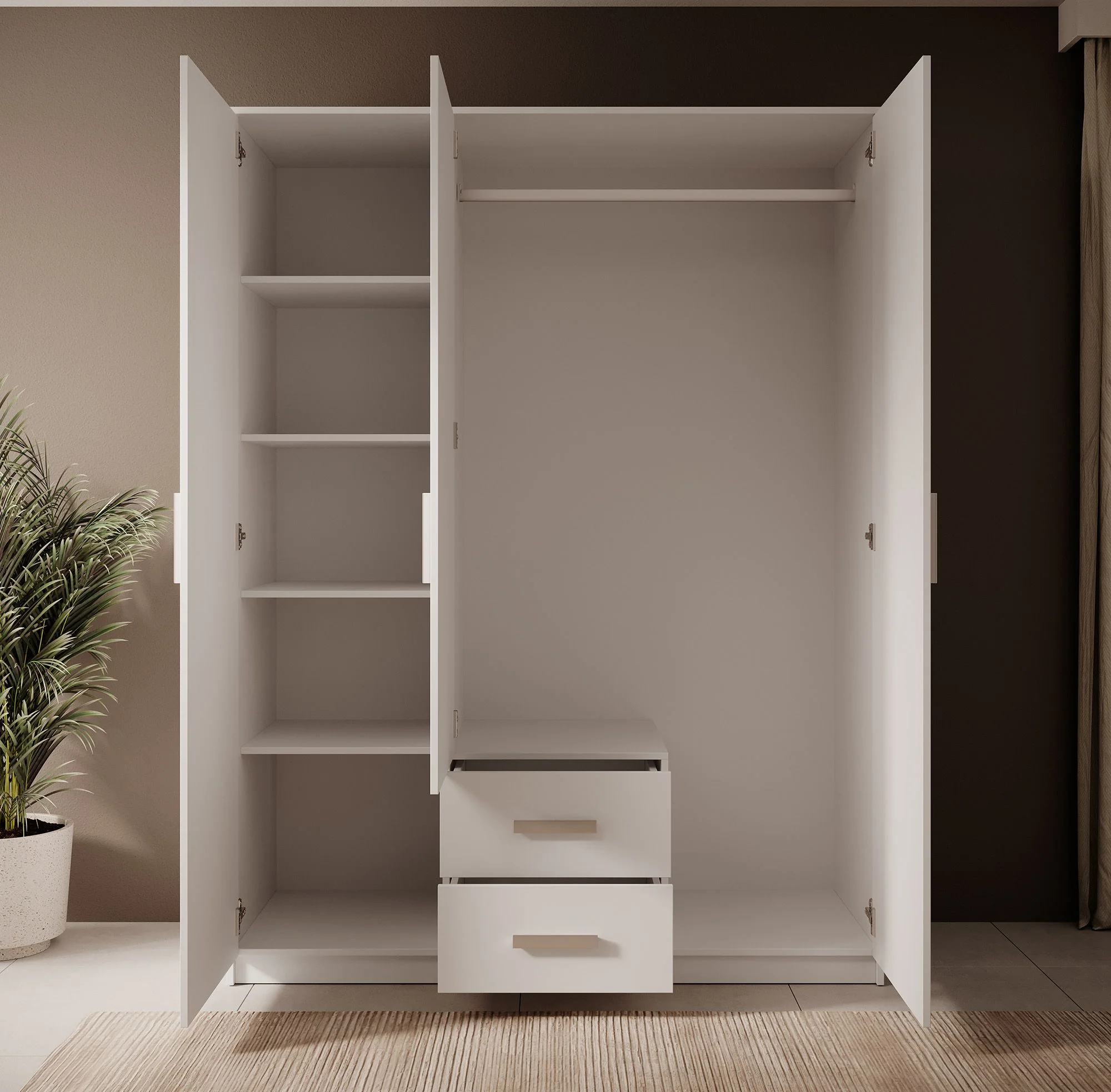 Tyko - Kledingkast 3-deurs - Wit - 150x58x200 cm - Image 3