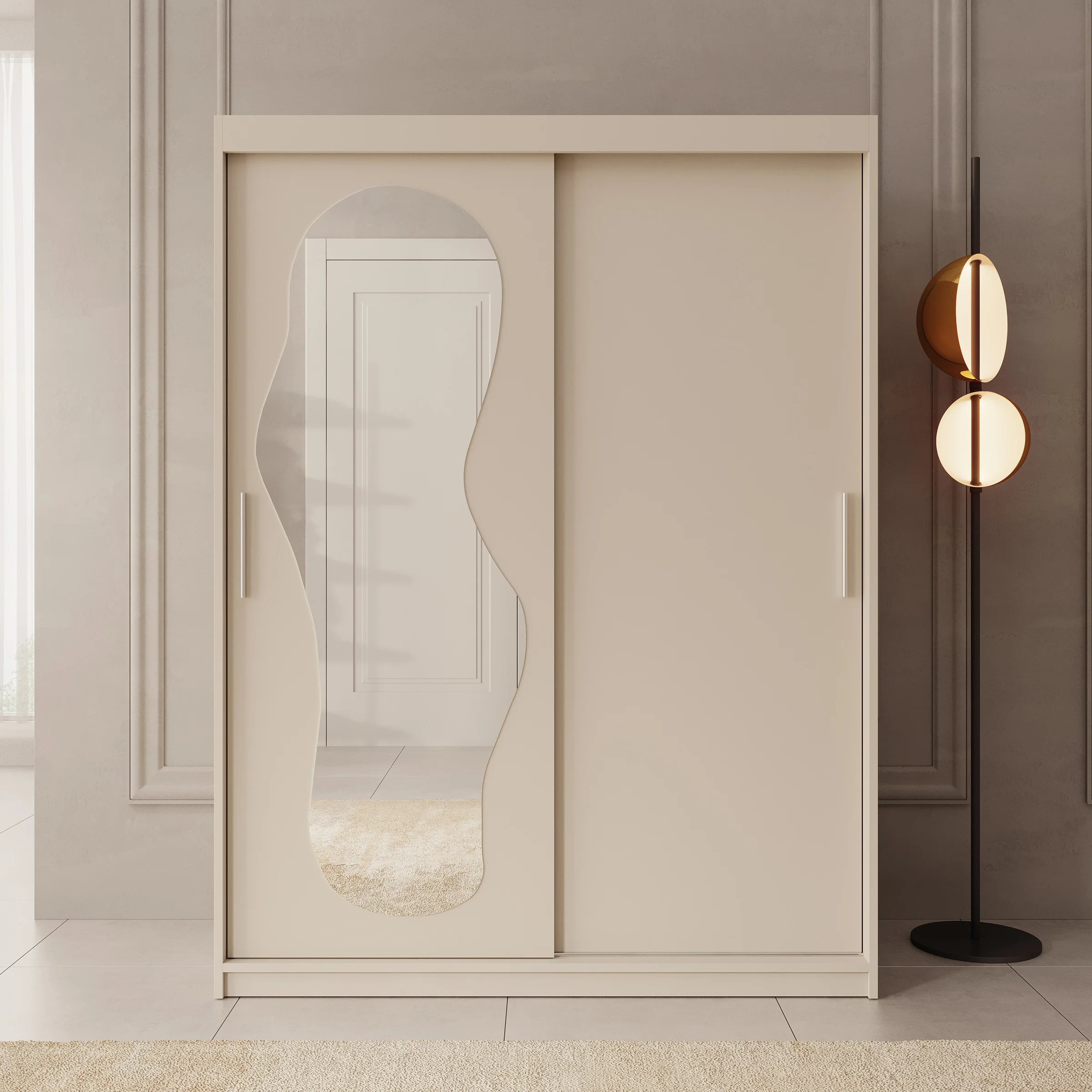 Ulysses - Kledingkast met schuifdeuren - Beige - 150x62x200 cm - Image 3