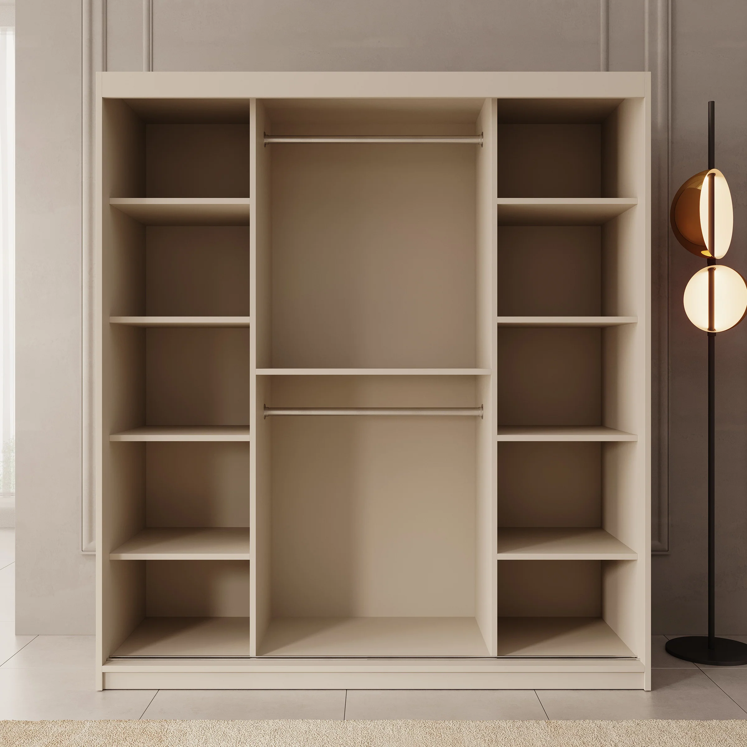 Ulysses - Kledingkast met schuifdeuren - Beige - 180x62x200 cm - Image 2