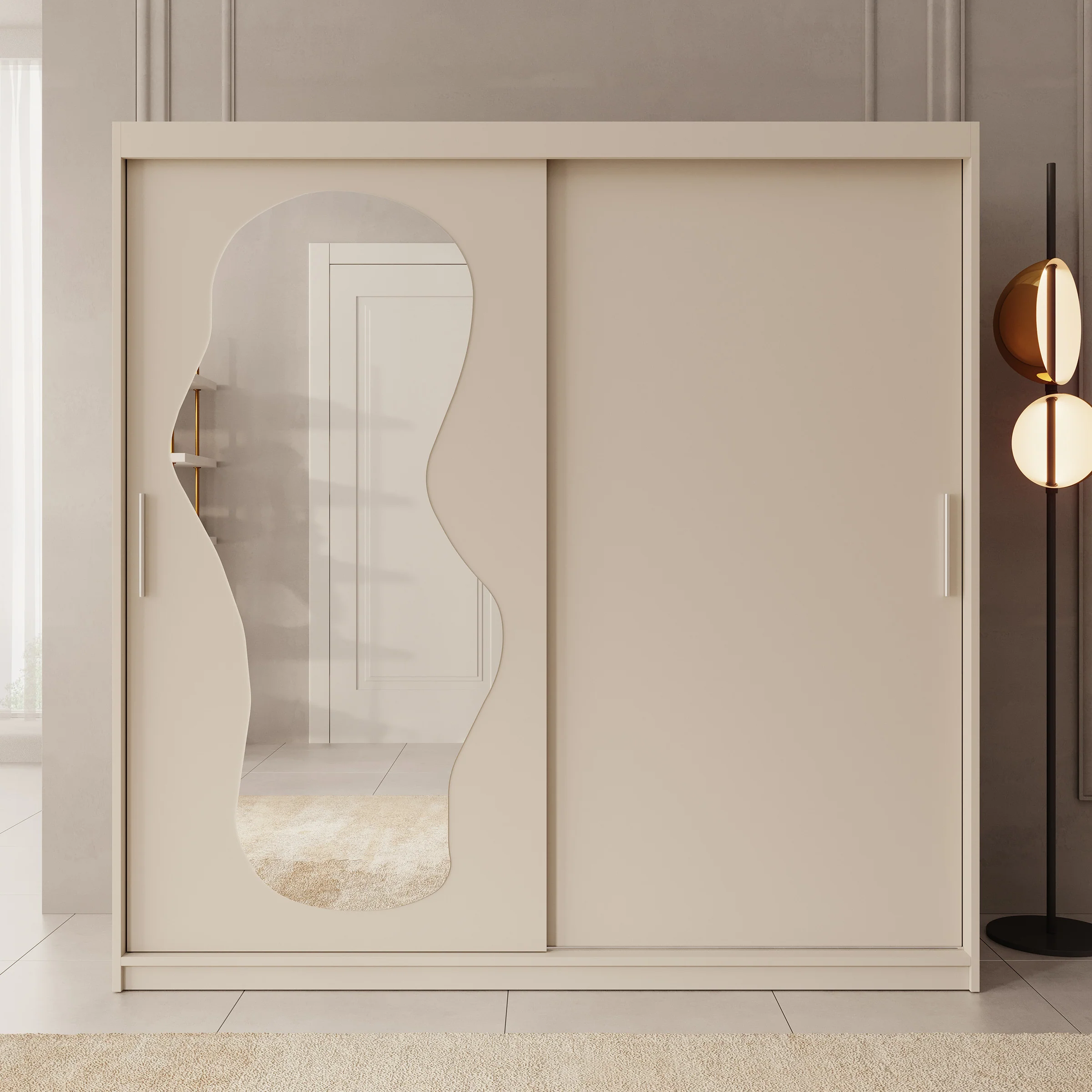 Ulysses - Kledingkast met schuifdeuren - Beige - 200x62x200 cm - Image 4