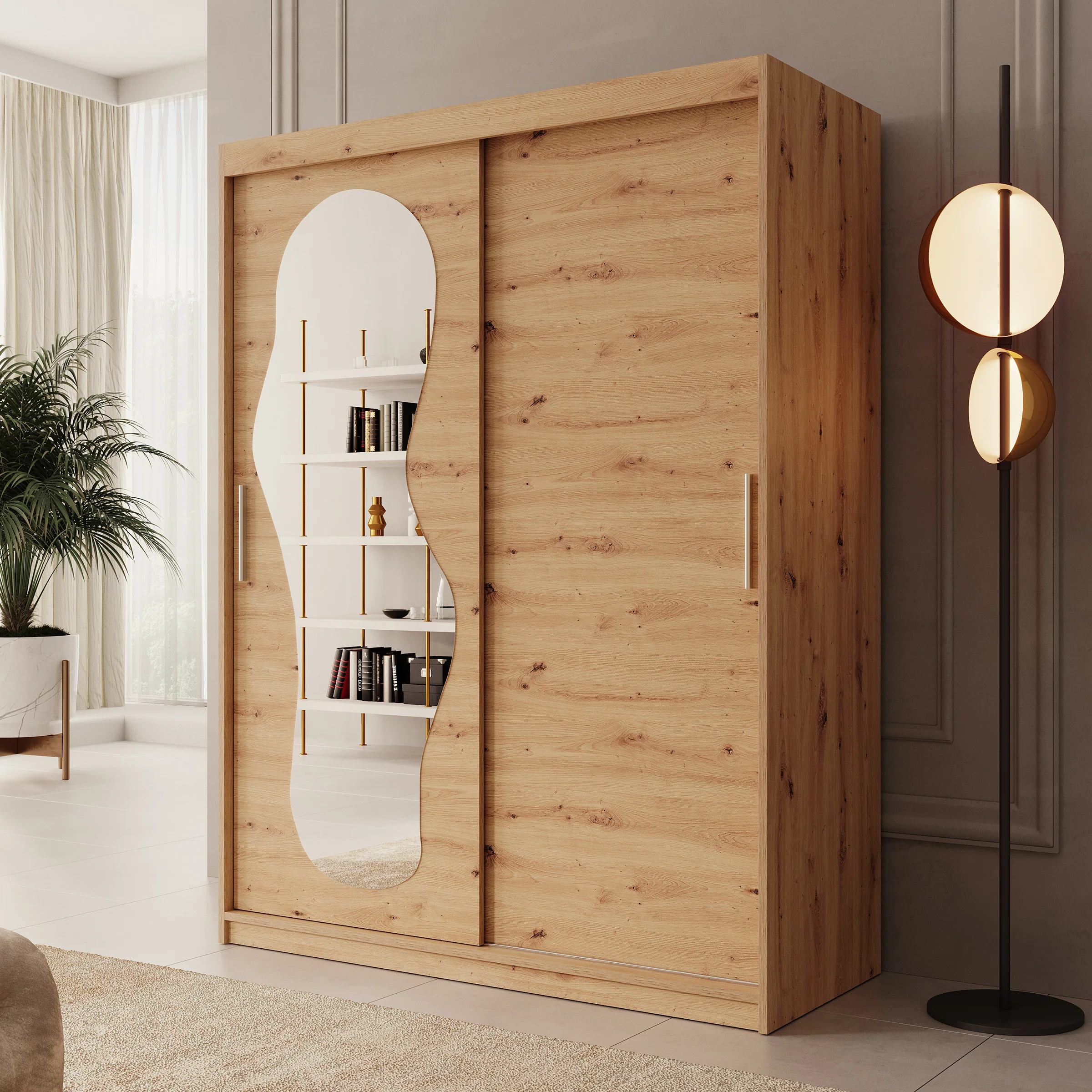 Ulysses - Kledingkast met schuifdeuren - Eiken - 150x62x200 cm