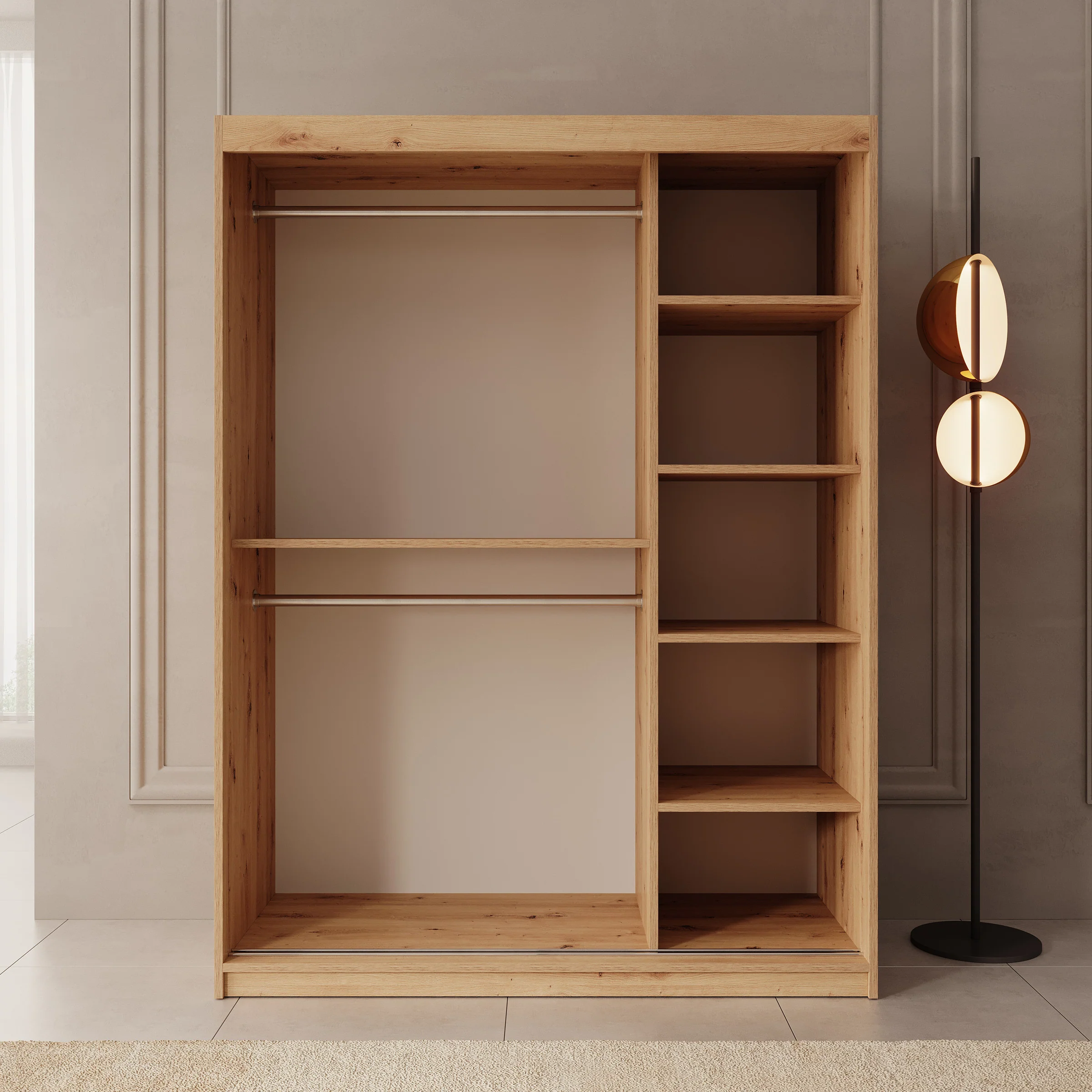 Ulysses - Kledingkast met schuifdeuren - Eiken - 150x62x200 cm - Image 2