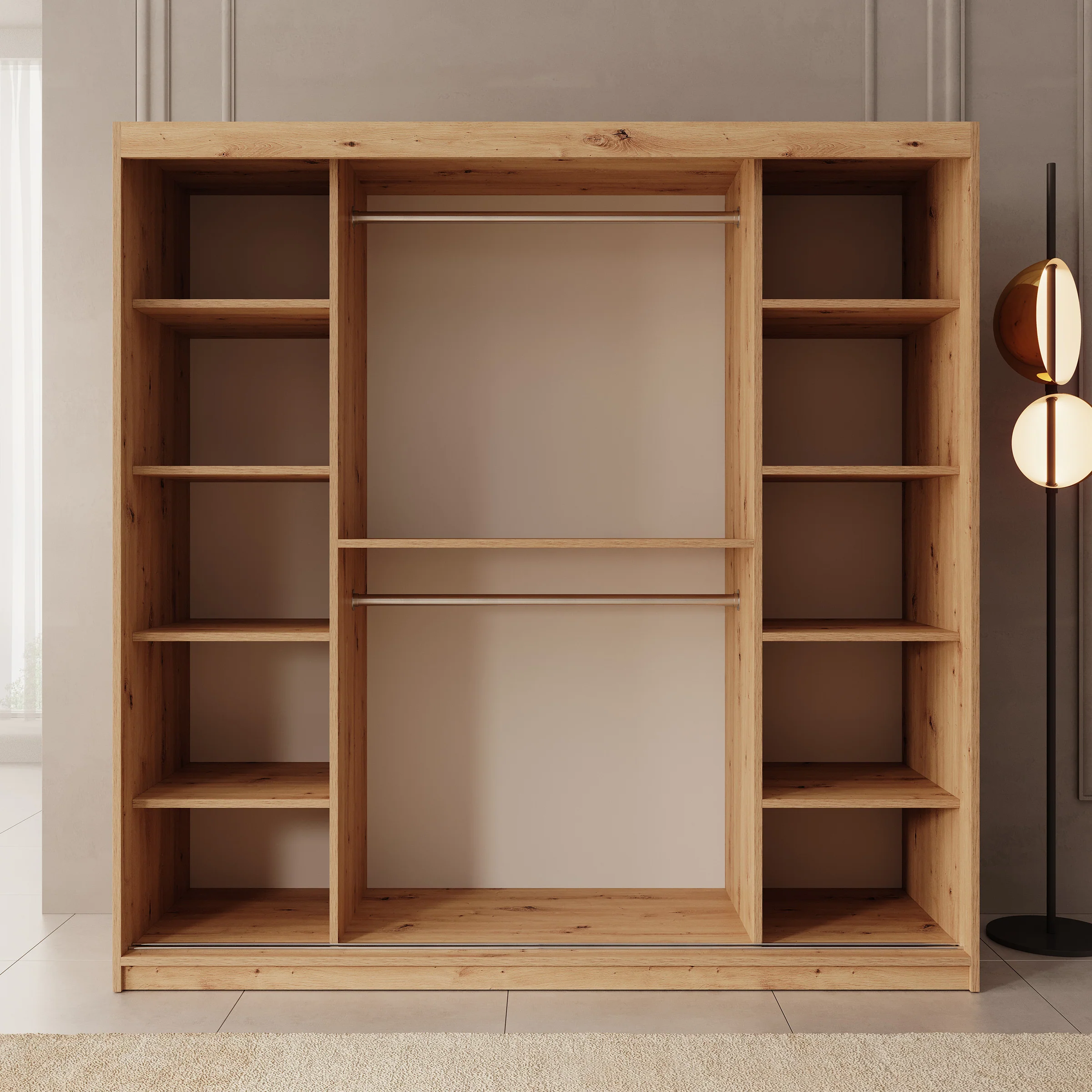 Ulysses - Kledingkast met schuifdeuren - Eiken - 200x62x200 cm - Image 2