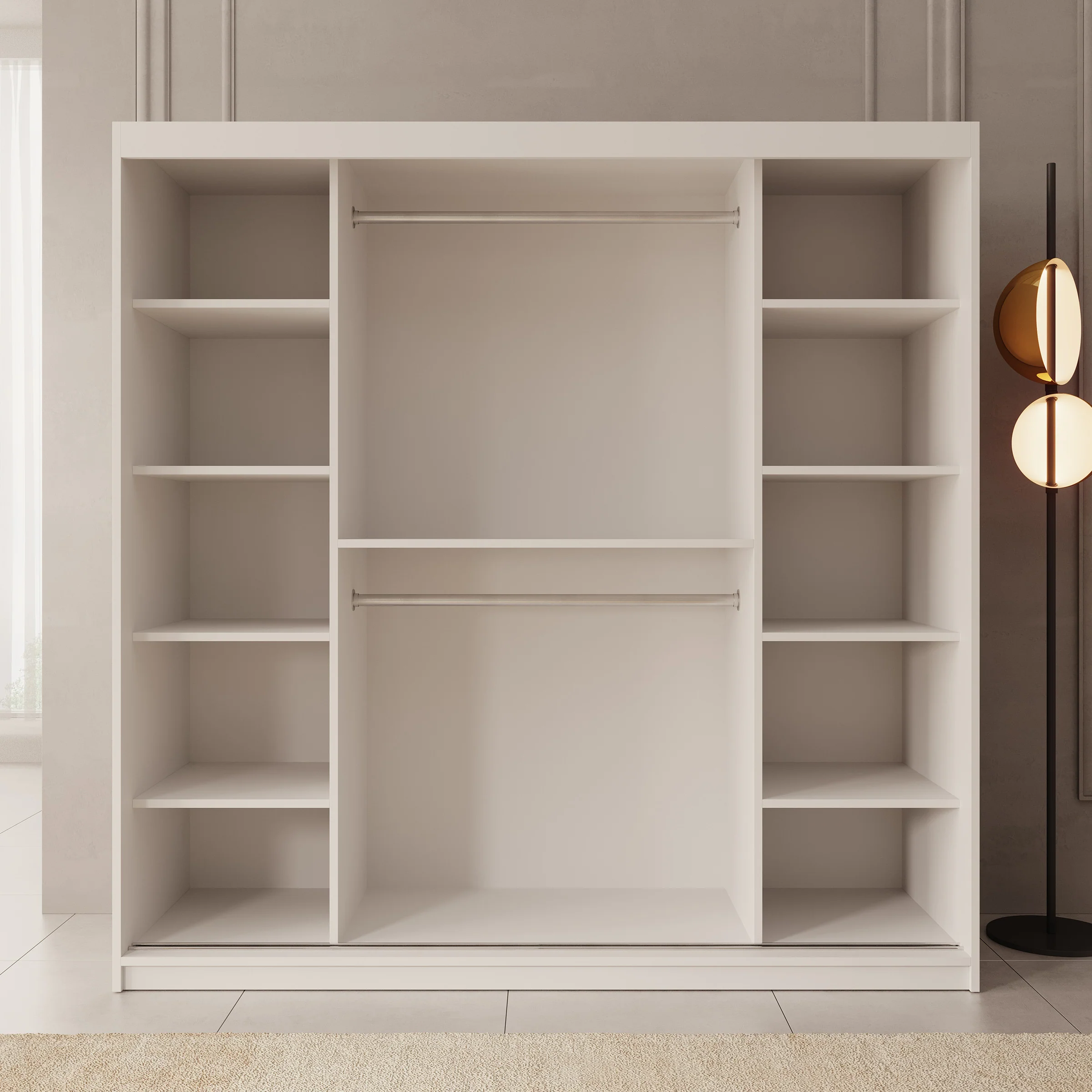 Ulysses - Kledingkast met schuifdeuren - Wit - 200x62x200 cm - Image 2