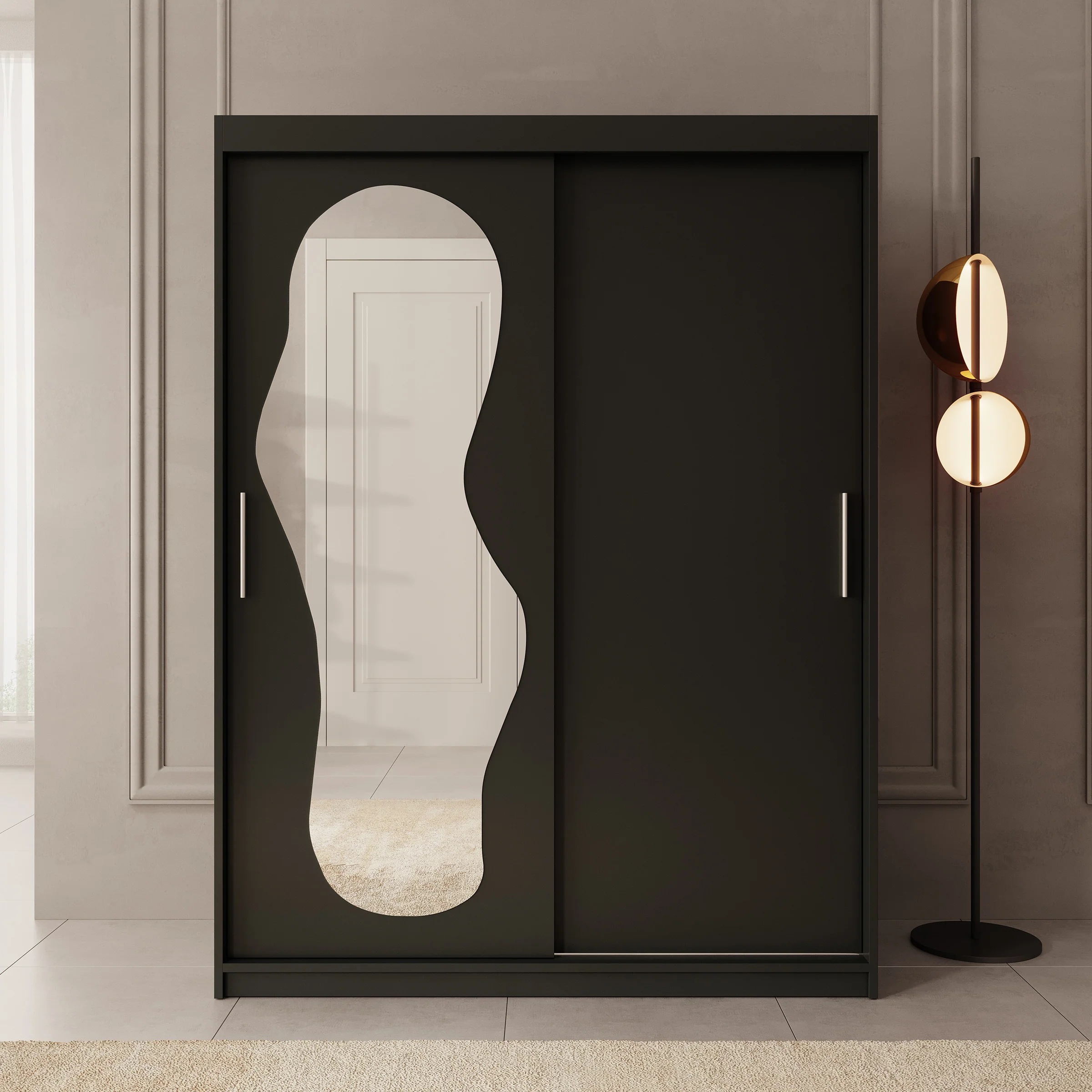 Ulysses - Kledingkast met schuifdeuren - Zwart - 150x62x200 cm - Image 3