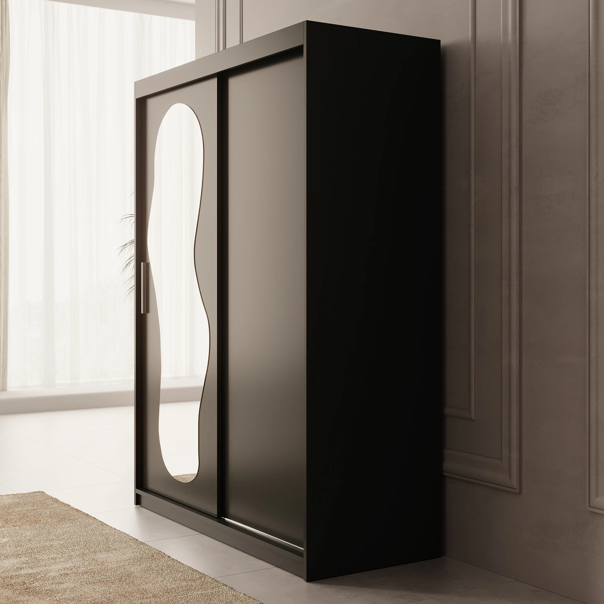 Ulysses - Kledingkast met schuifdeuren - Zwart - 150x62x200 cm - Image 4