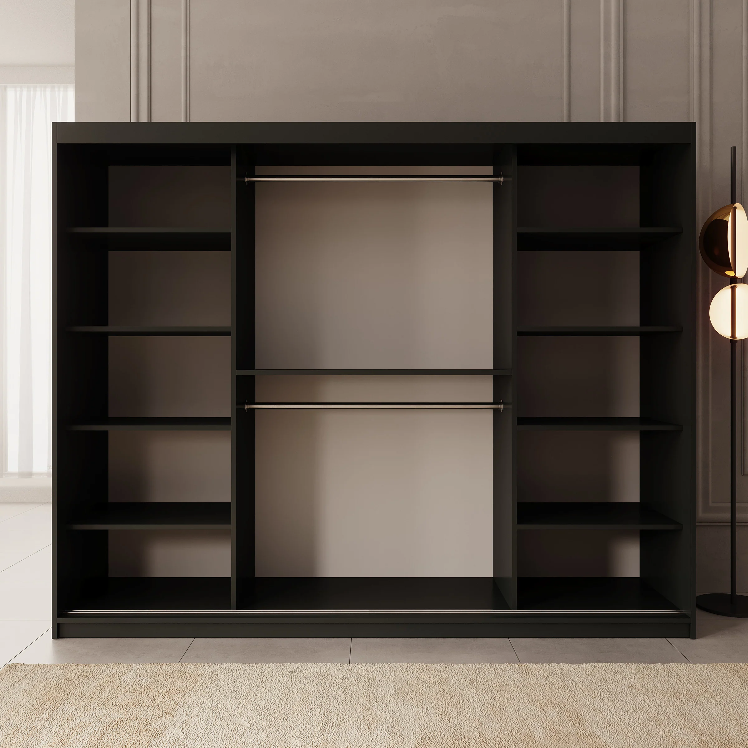 Ulysses - Kledingkast met schuifdeuren - Zwart - 250x62x200 cm - Image 2