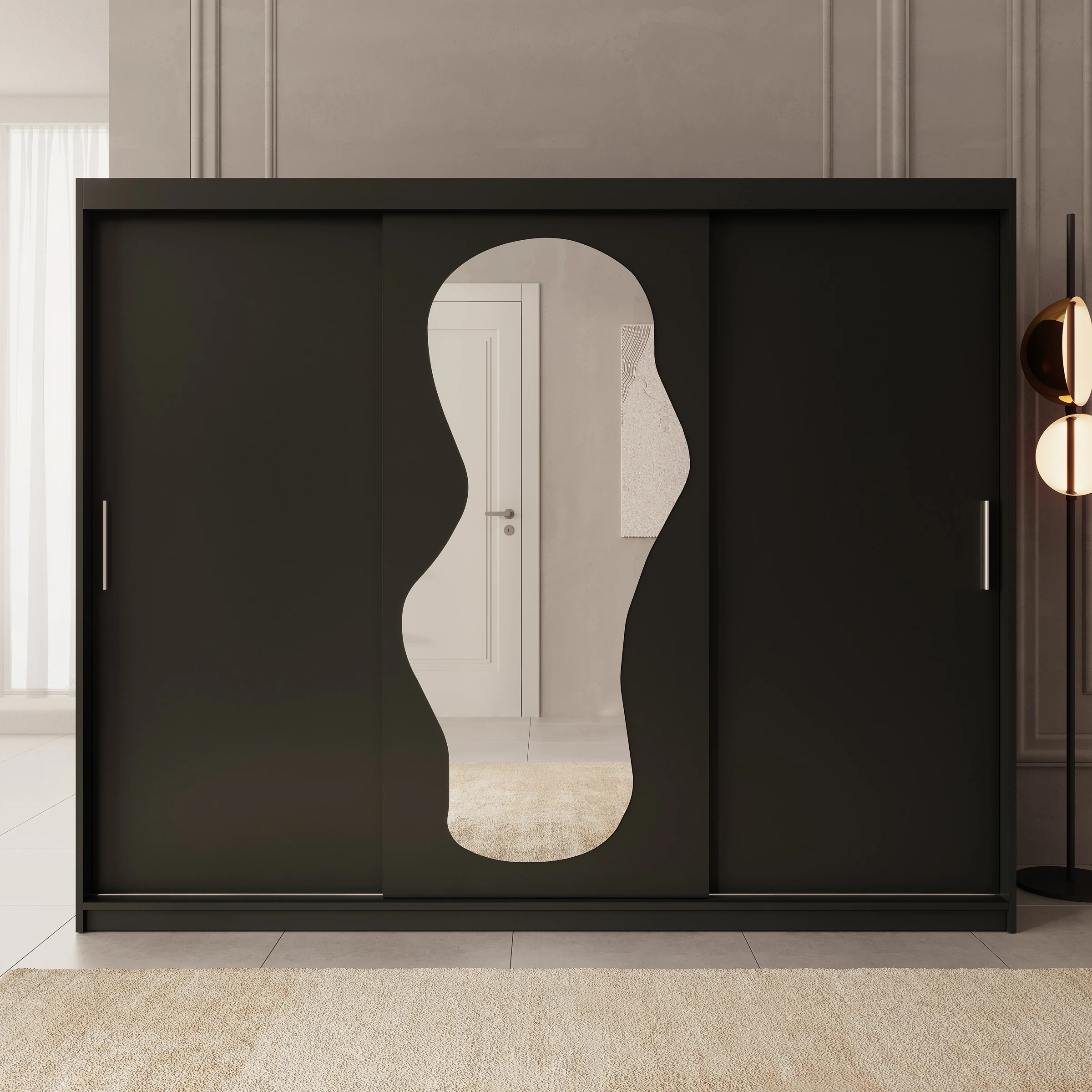 Ulysses - Kledingkast met schuifdeuren - Zwart - 250x62x200 cm - Image 3