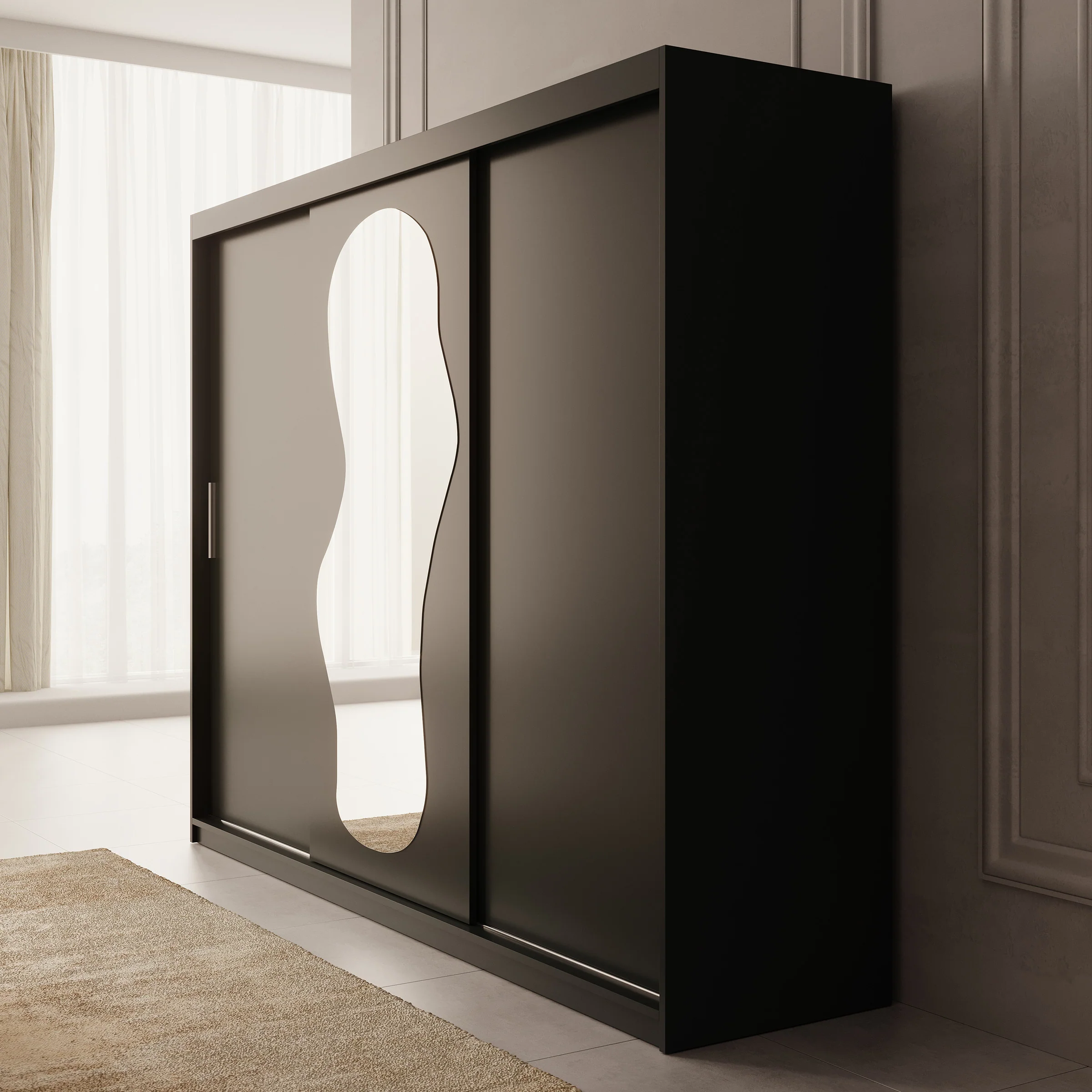Ulysses - Kledingkast met schuifdeuren - Zwart - 250x62x200 cm - Image 4