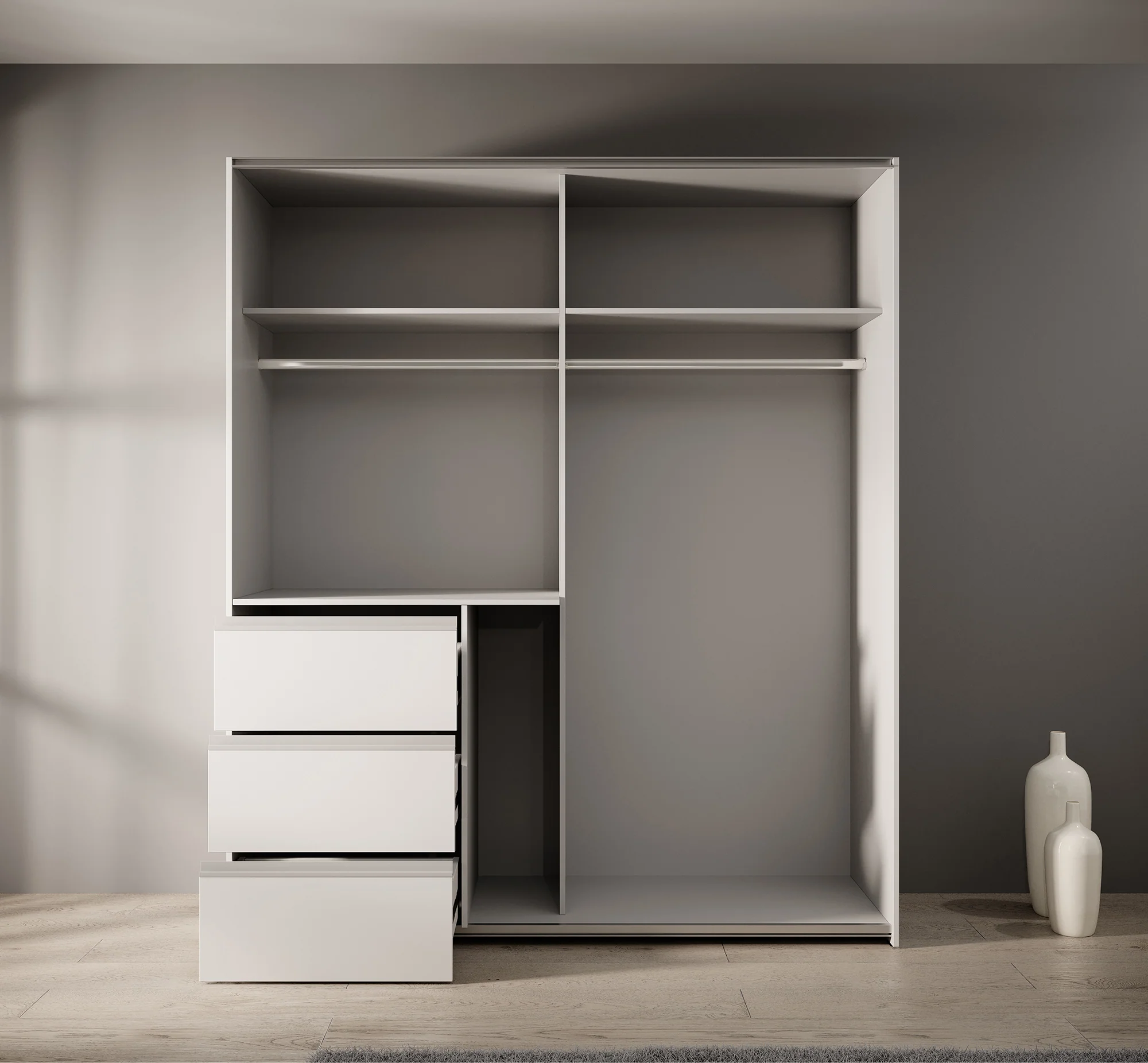 Walter - Kledingkast met schuifdeuren - Wit - 170x61x200 cm - Image 3