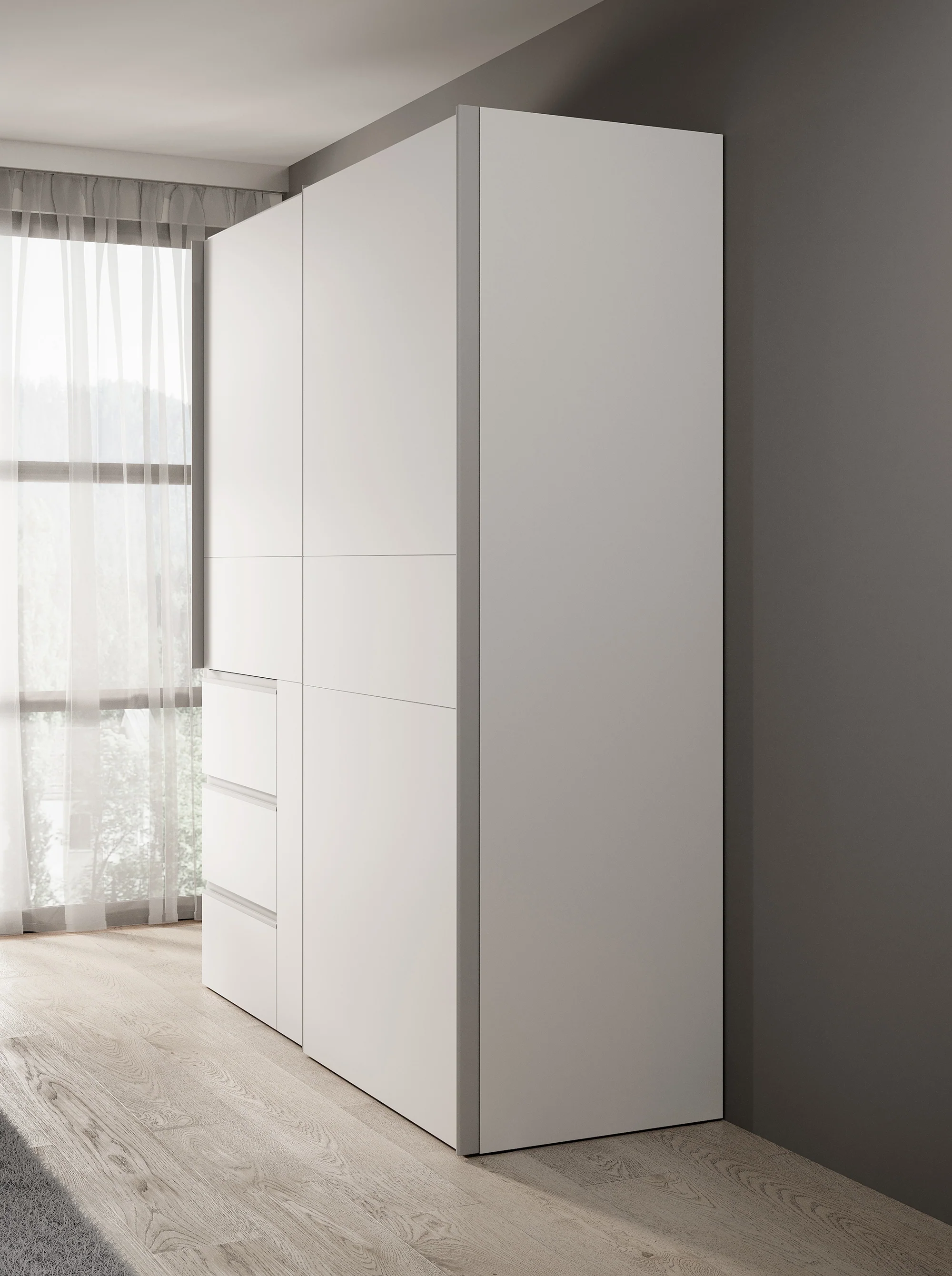 Walter - Kledingkast met schuifdeuren - Wit - 170x61x200 cm - Image 4
