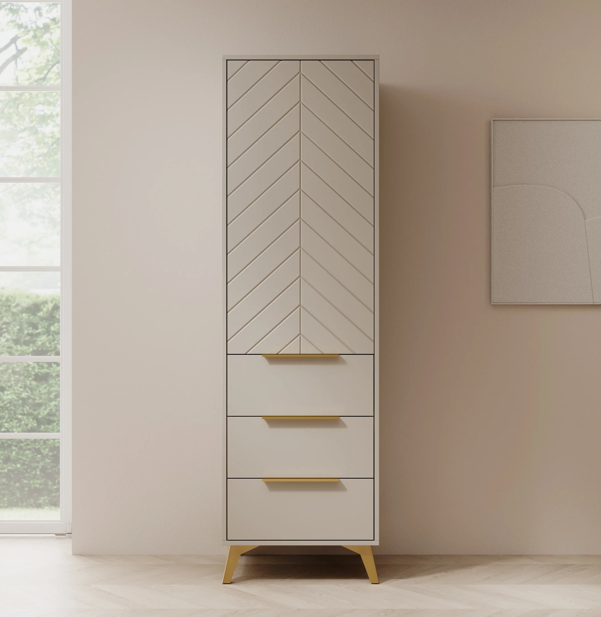 Xiano - Kledingkast met deur - Beige - 53x40x180 cm - Image 2