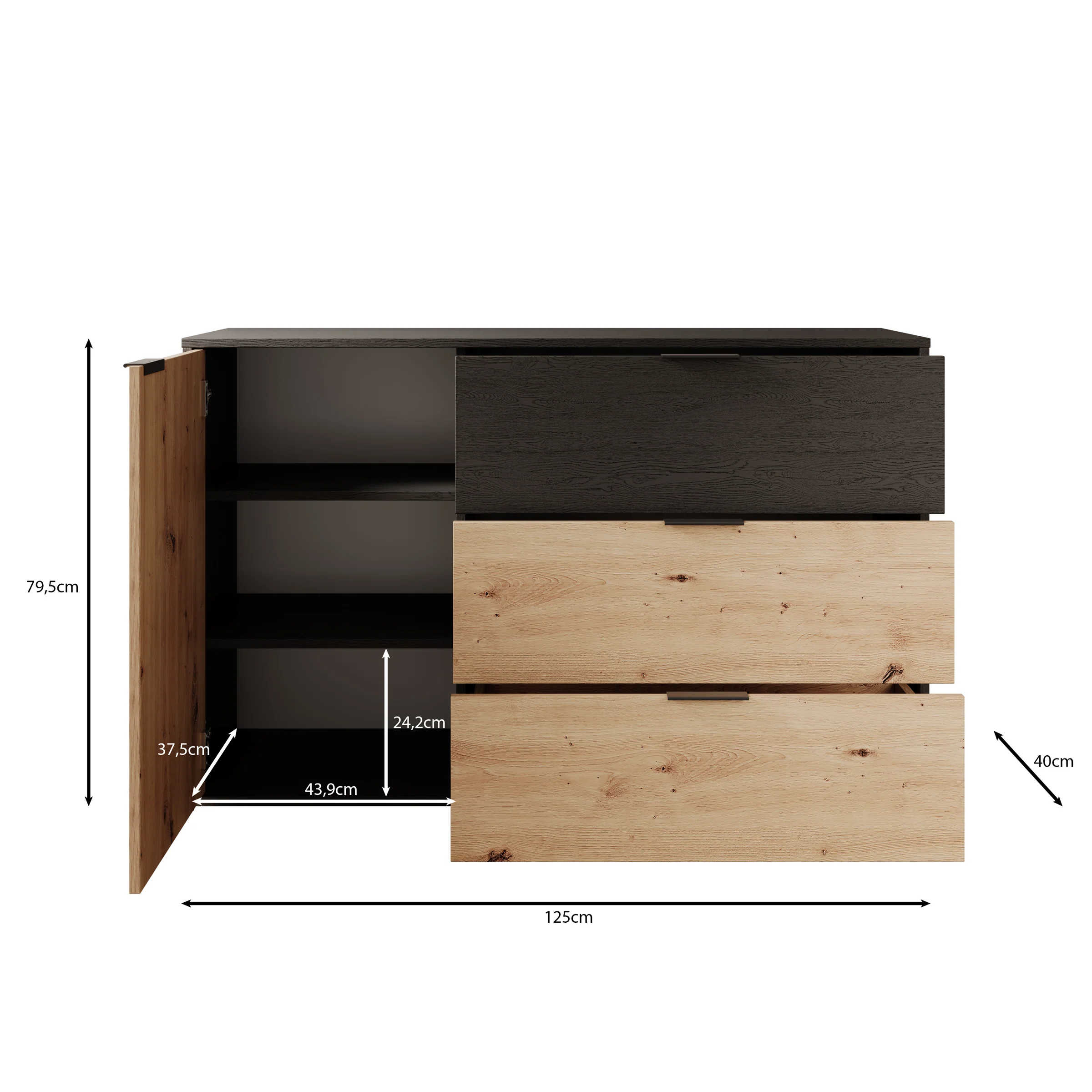 Augustus - Dressoir - Eiken - 125x40x80 cm - Image 5