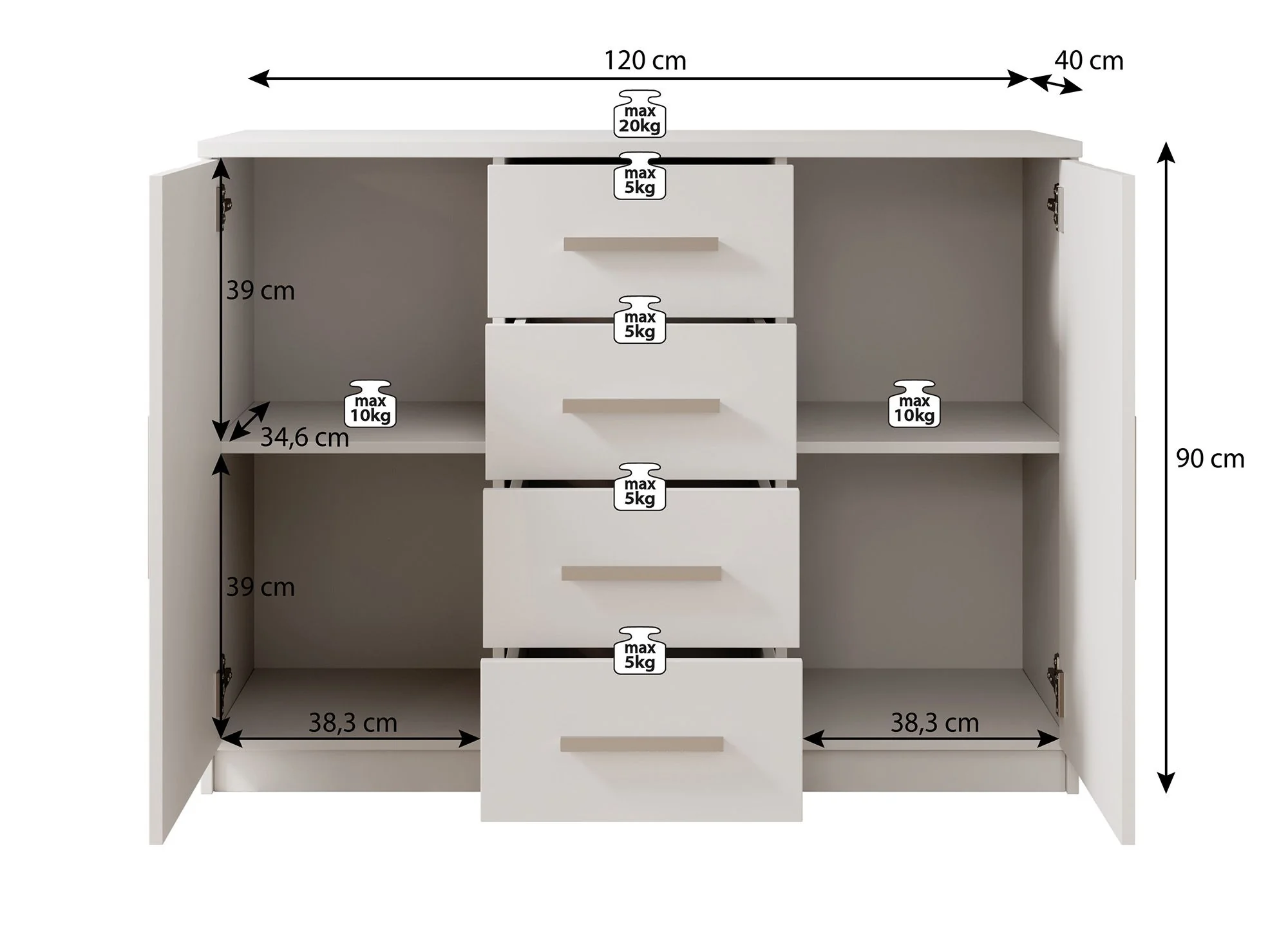 Ladekast Blake - Eiken - 120x40x90 cm - Image 5
