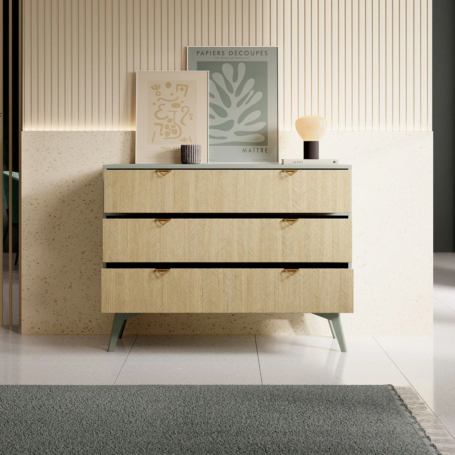 Essence - Ladekast - Groen - Licht eiken - 106x38x81 cm - Image 2