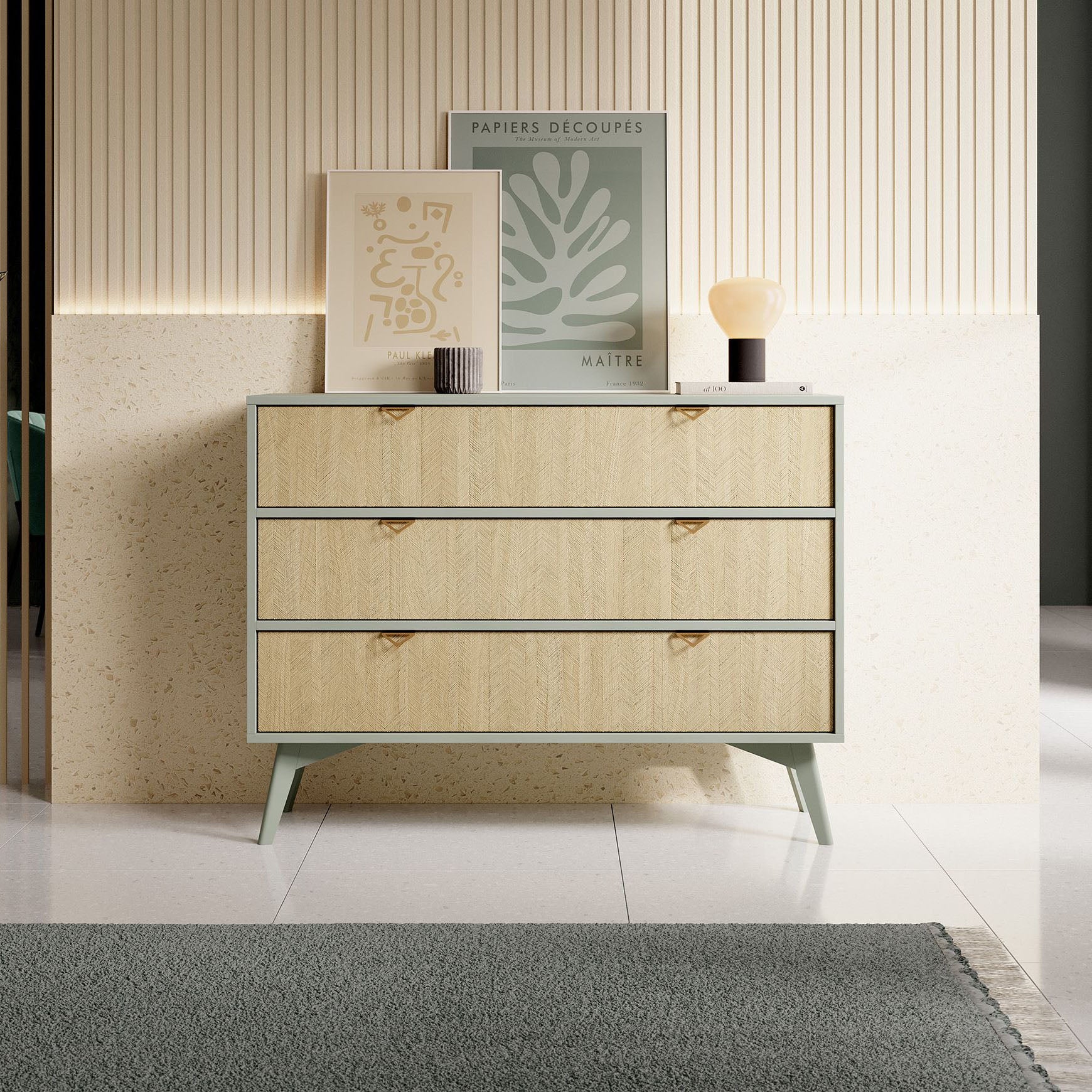 Essence - Ladekast - Groen - Licht eiken - 106x38x81 cm - Image 3