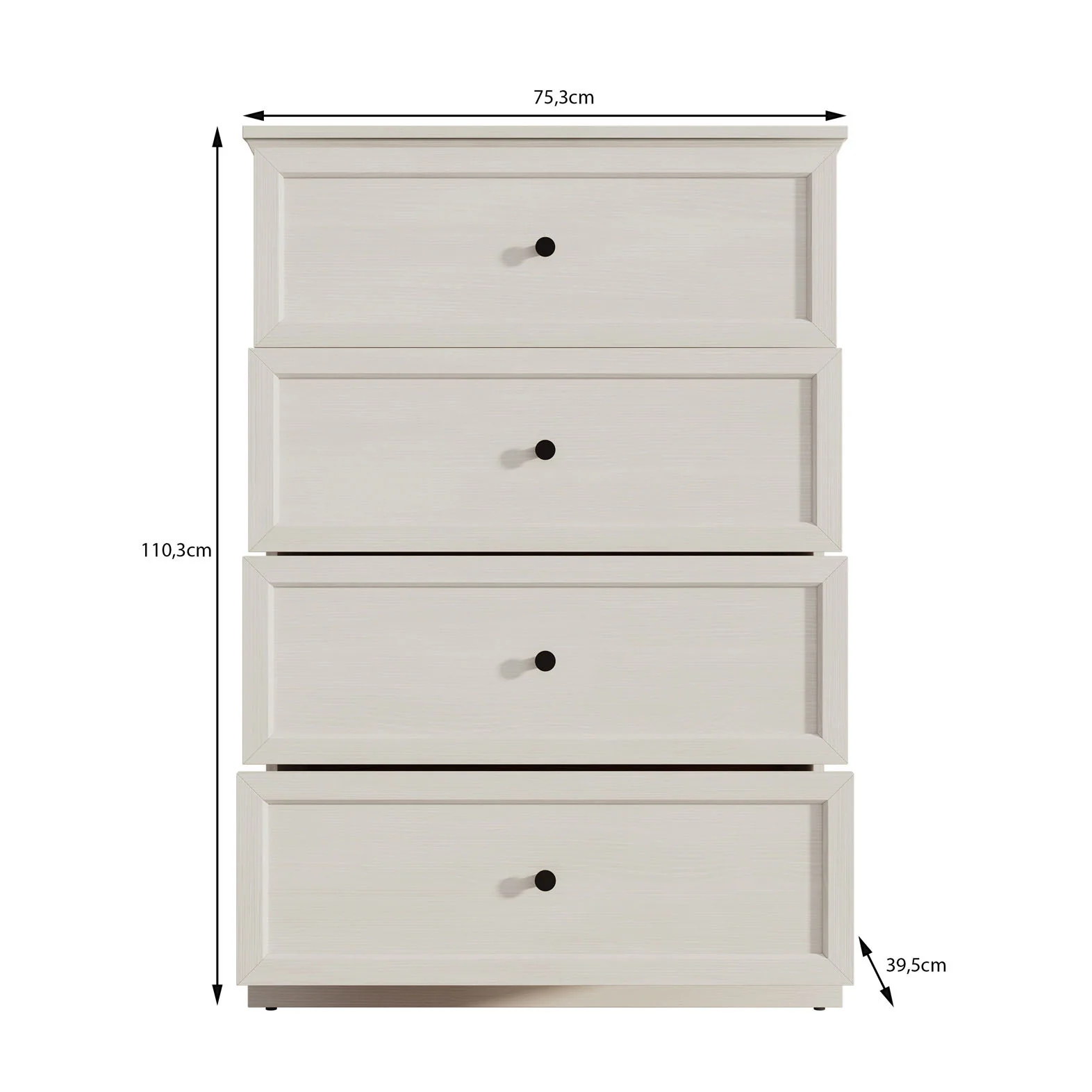 Leroy - Ladekast - Wit eiken - 75x40x110 cm - Image 5