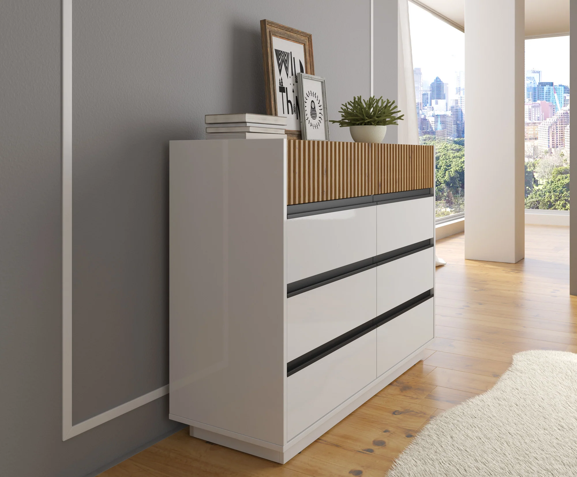 Ladekast Madeline 3 - Wit - 112x40x87 cm - Image 4