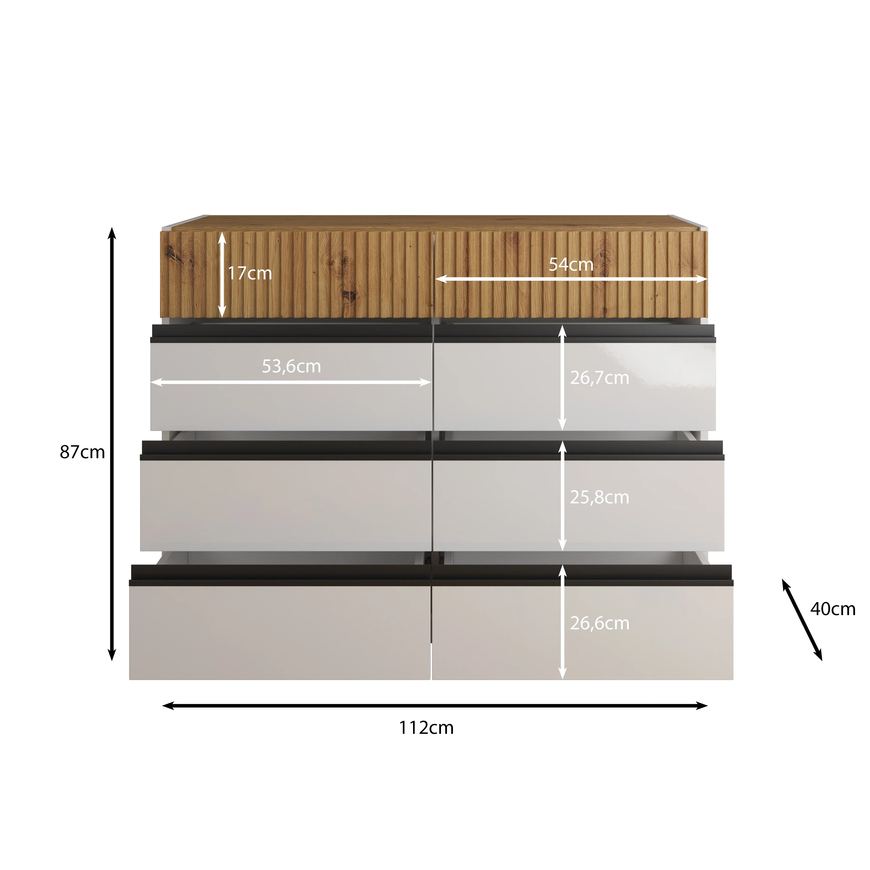 Ladekast Madeline 3 - Wit - 112x40x87 cm - Image 7