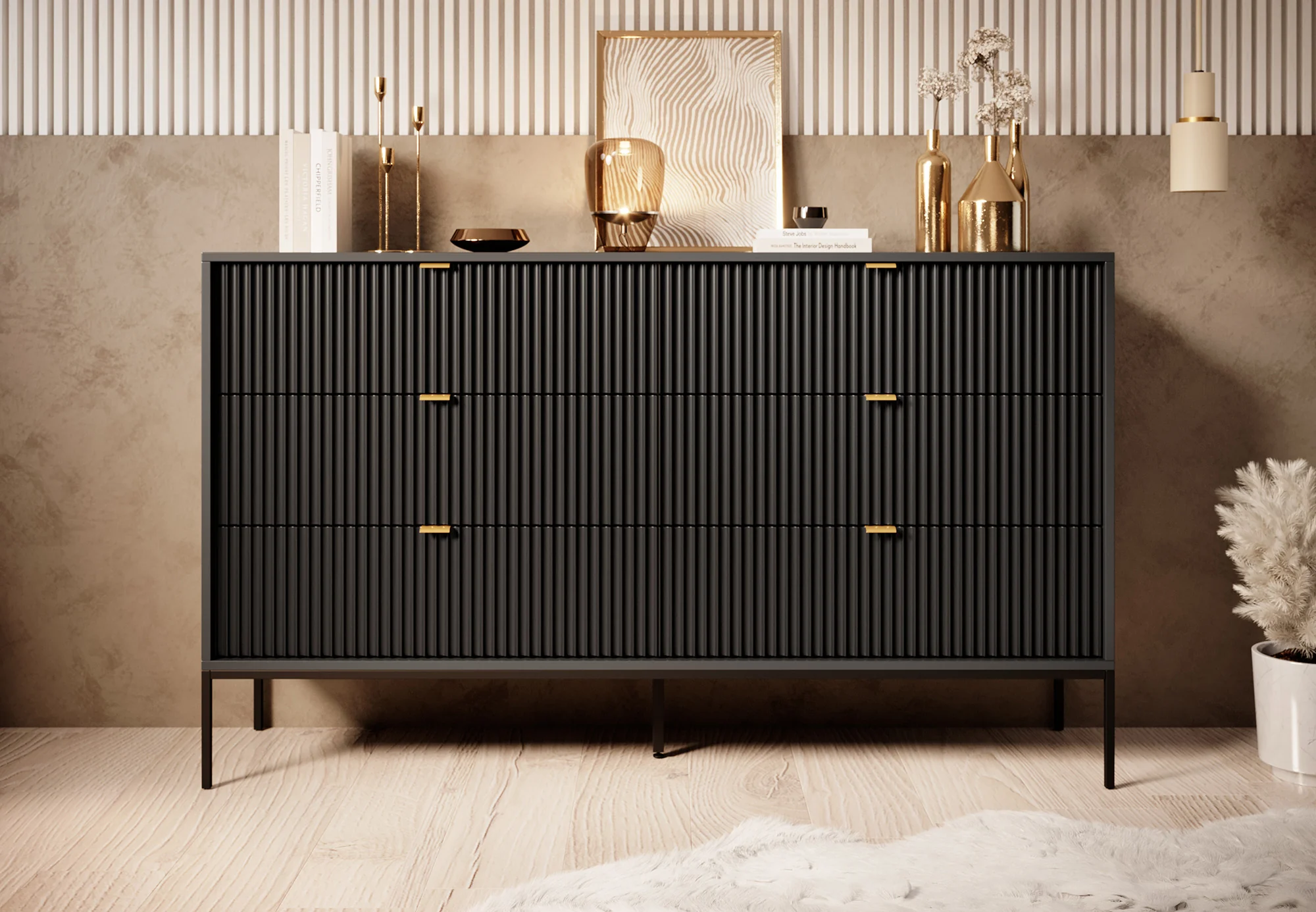 Ladekast Navil - Zwart - 154x39x91 cm - Image 3