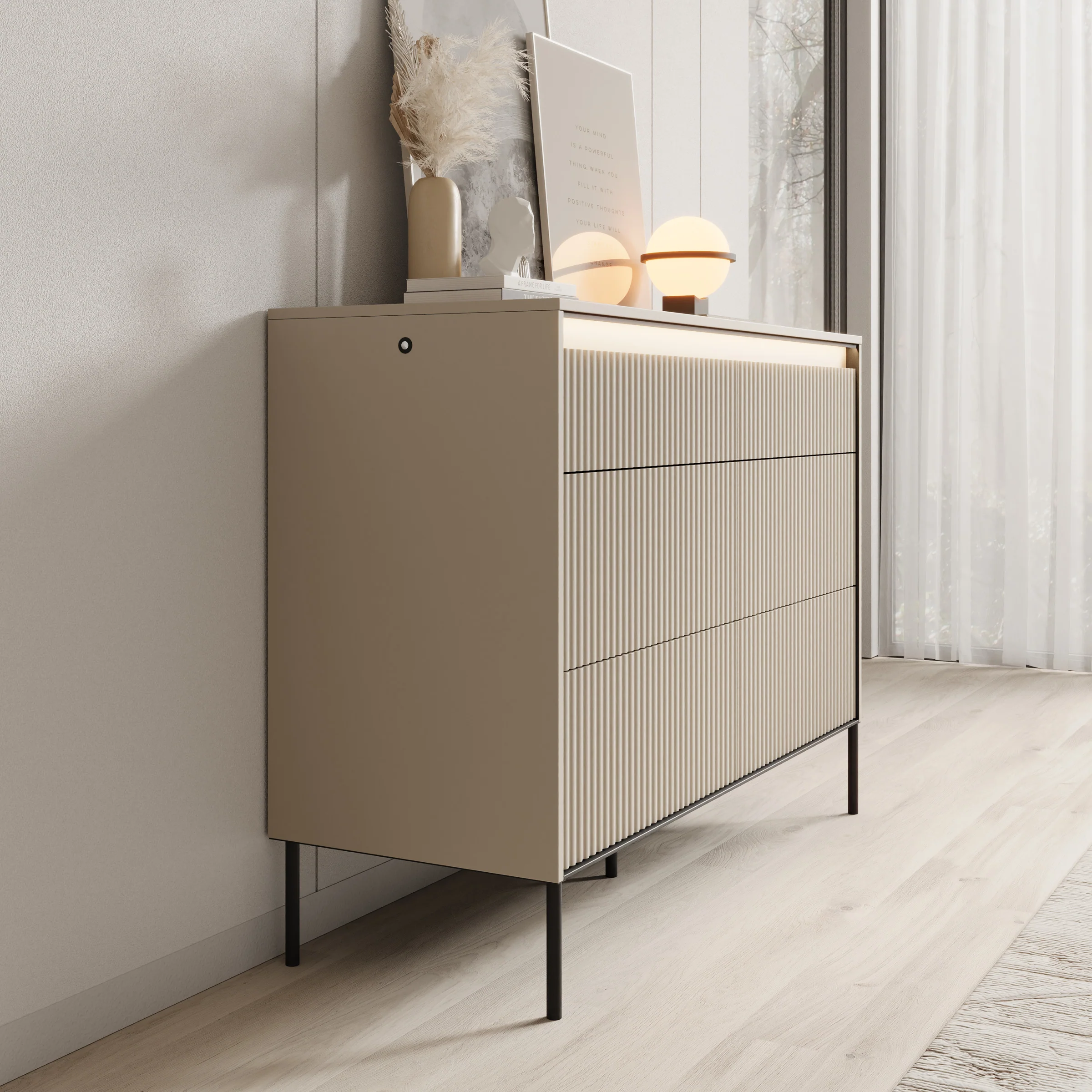 Timoteo - Ladekast - Beige - 130x47x94 cm - Image 4