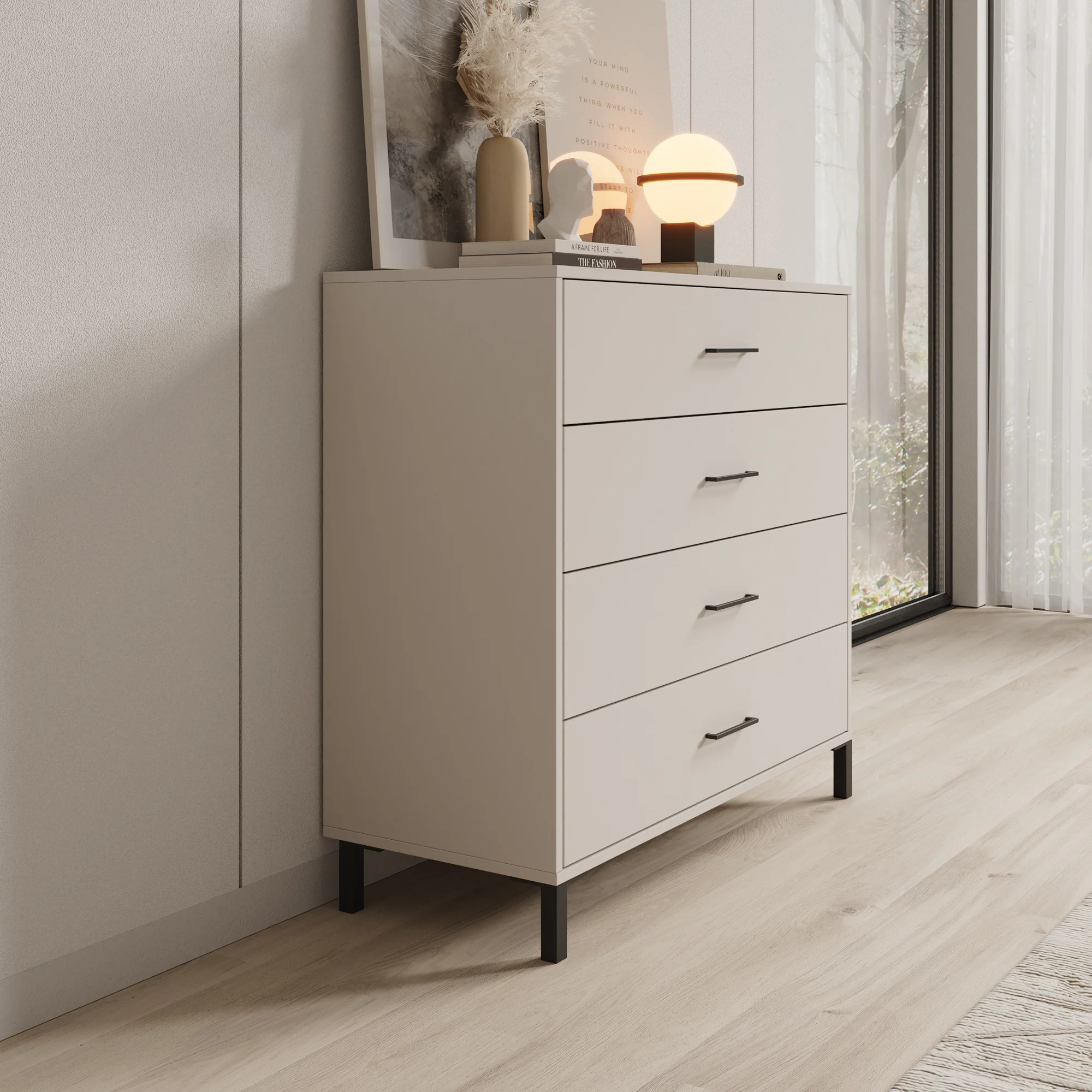 Ladekast Vidor - Beige - 93x40x90 cm - Image 4