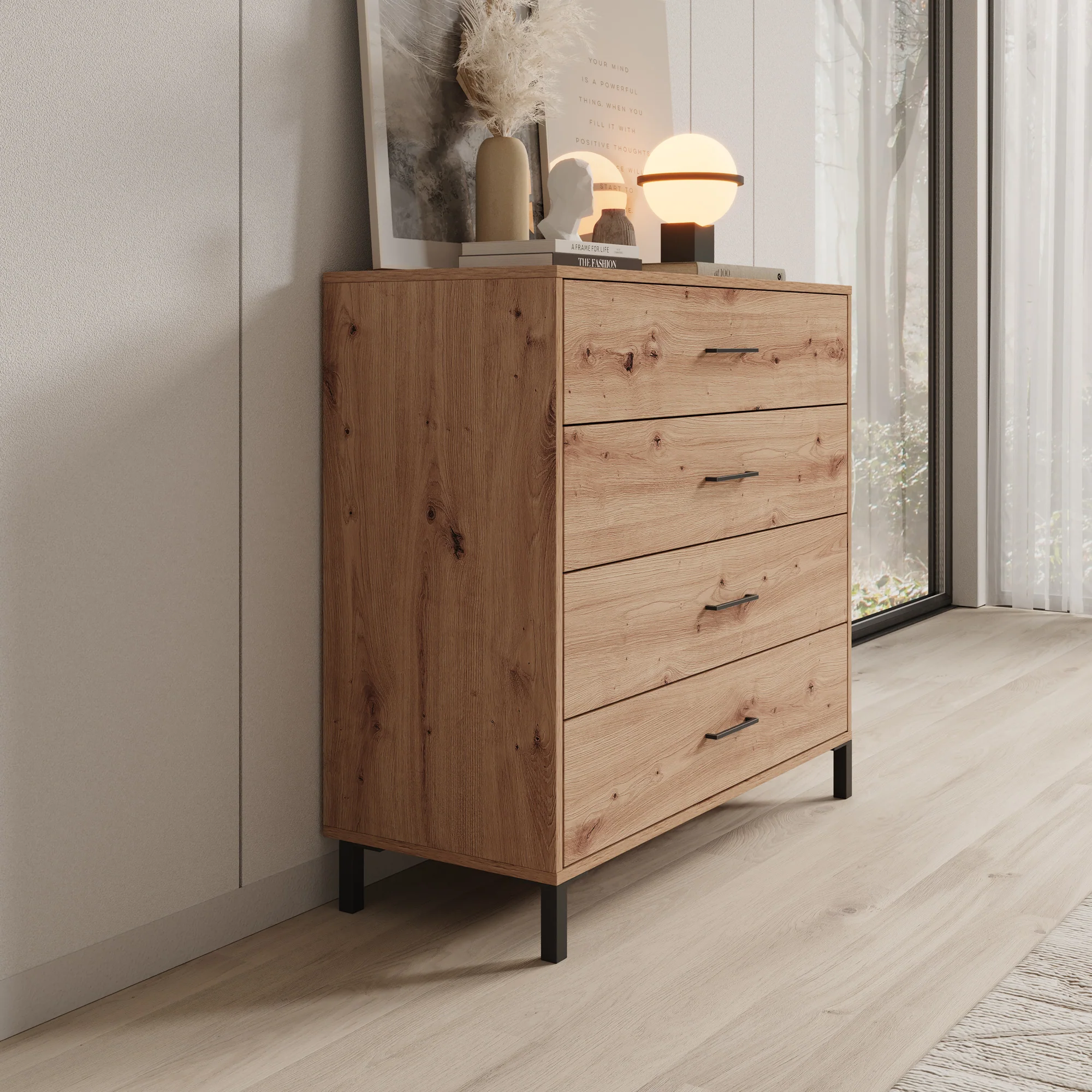 Ladekast Vidor - Eiken - 93x40x90 cm - Image 4