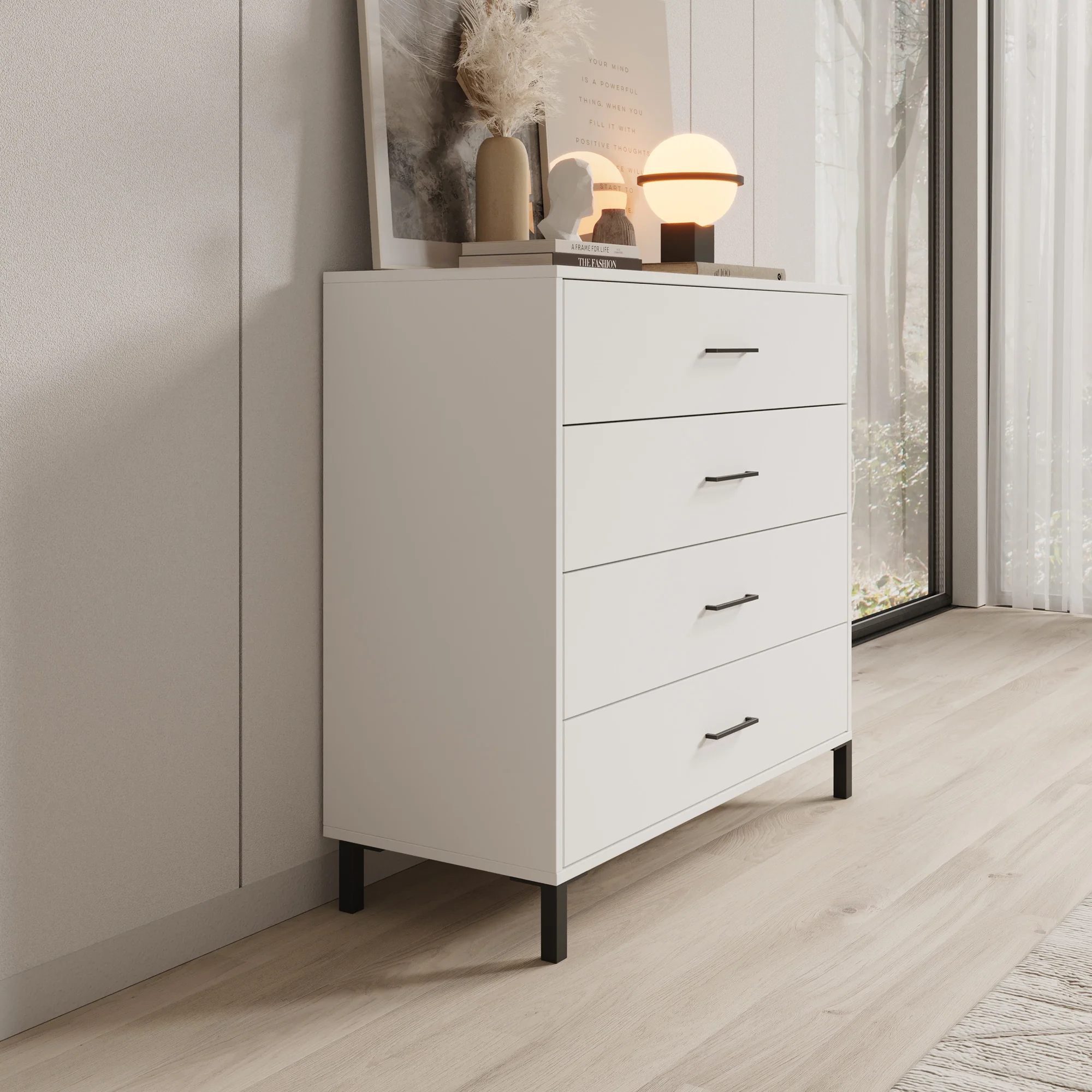 Ladekast Vidor - Wit - 93x40x90 cm - Image 4