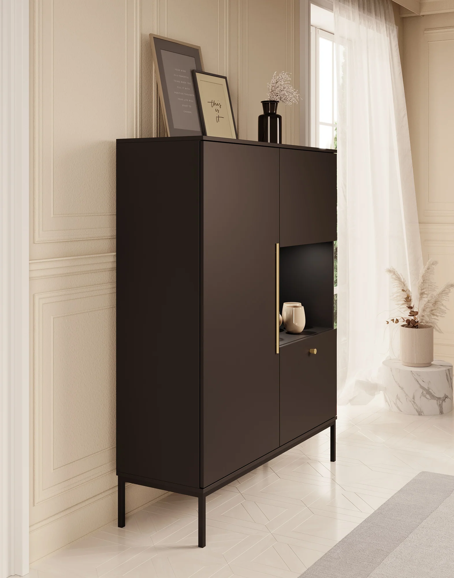 Lagos - Vitrinekast - Zwart - 120x40x150 cm - Image 4