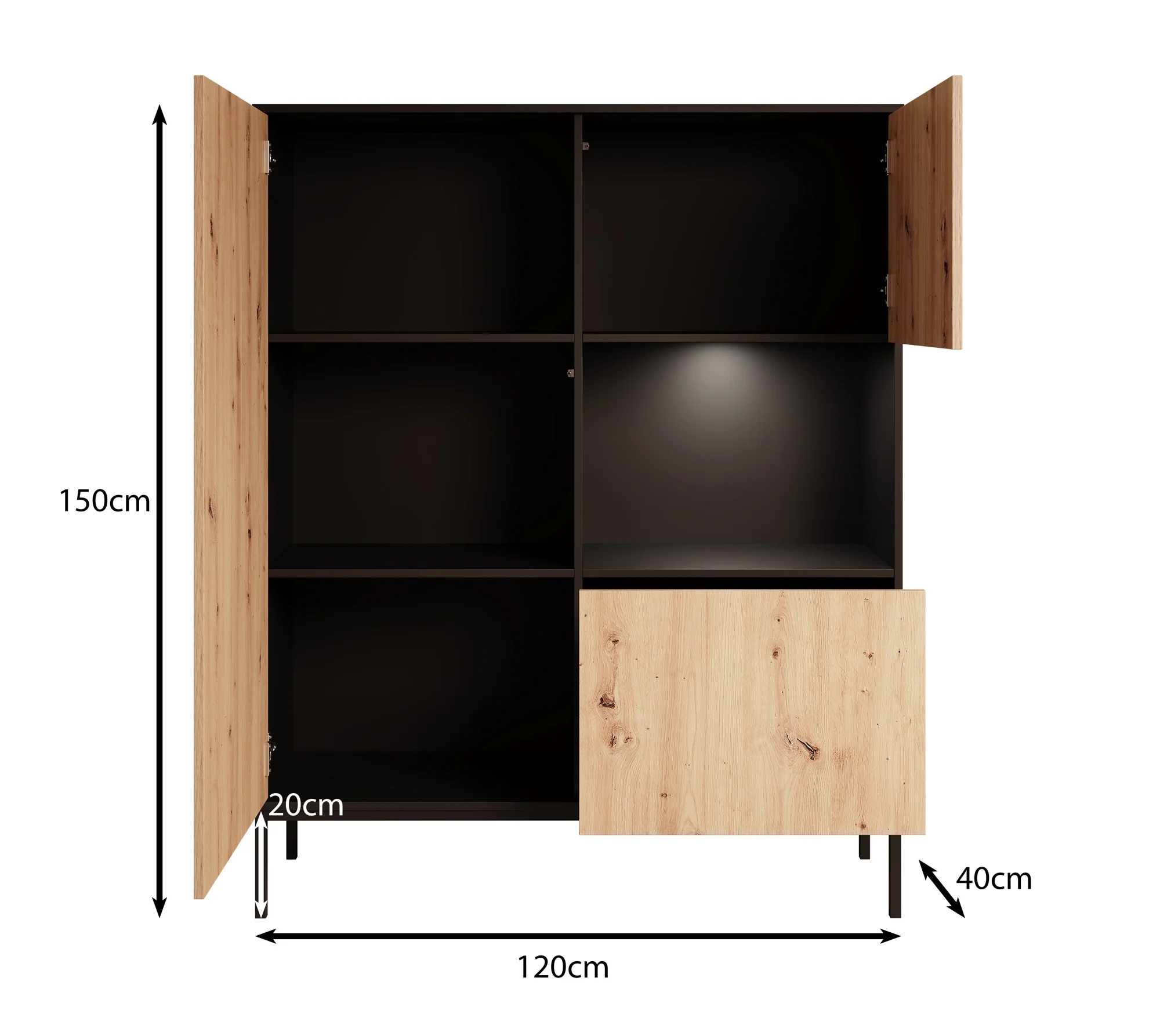 Lagos - Vitrinekast - Zwart - 120x40x150 cm - Image 5