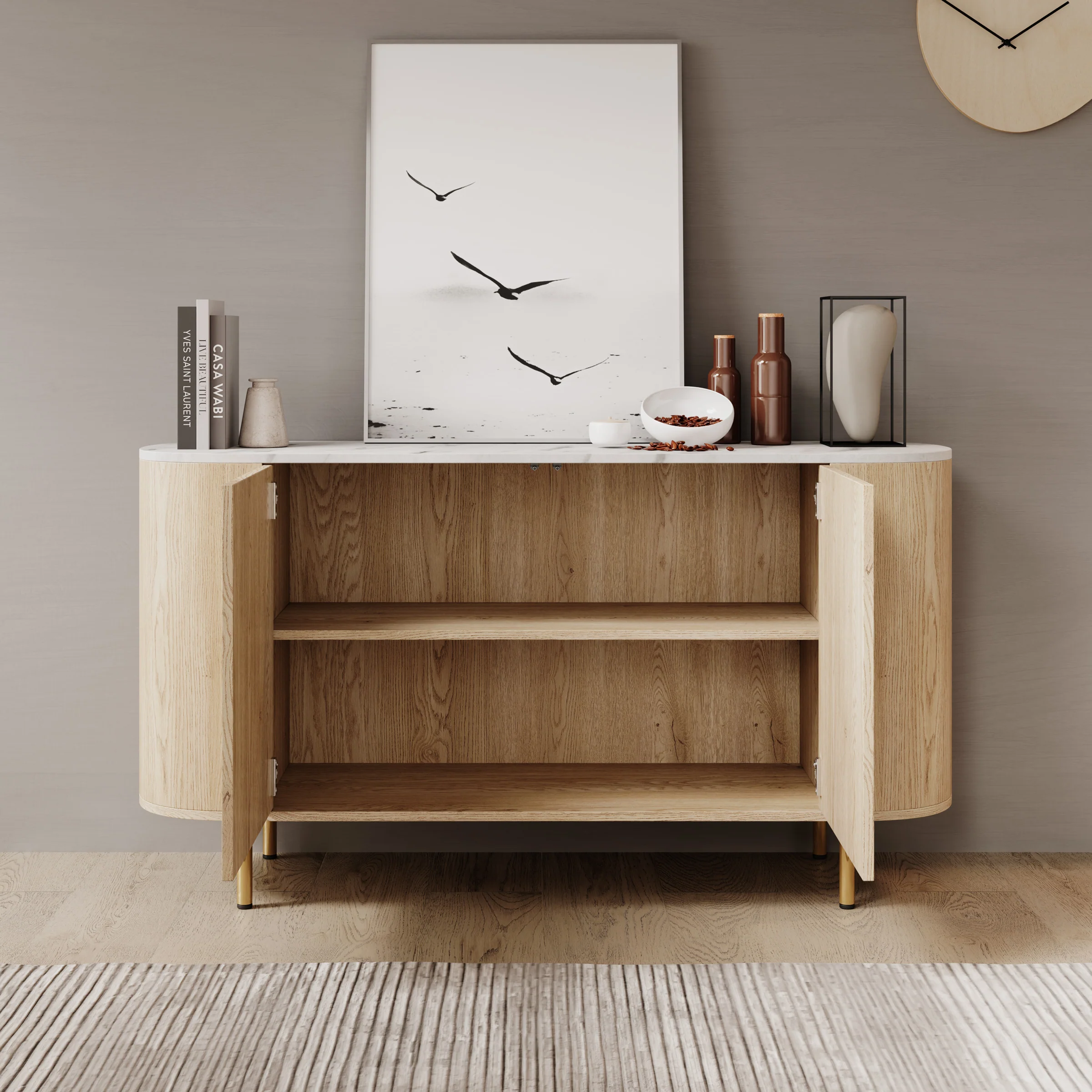 Lauran - Dressoir - Eiken/Wit - 138x40x75 cm - Image 2