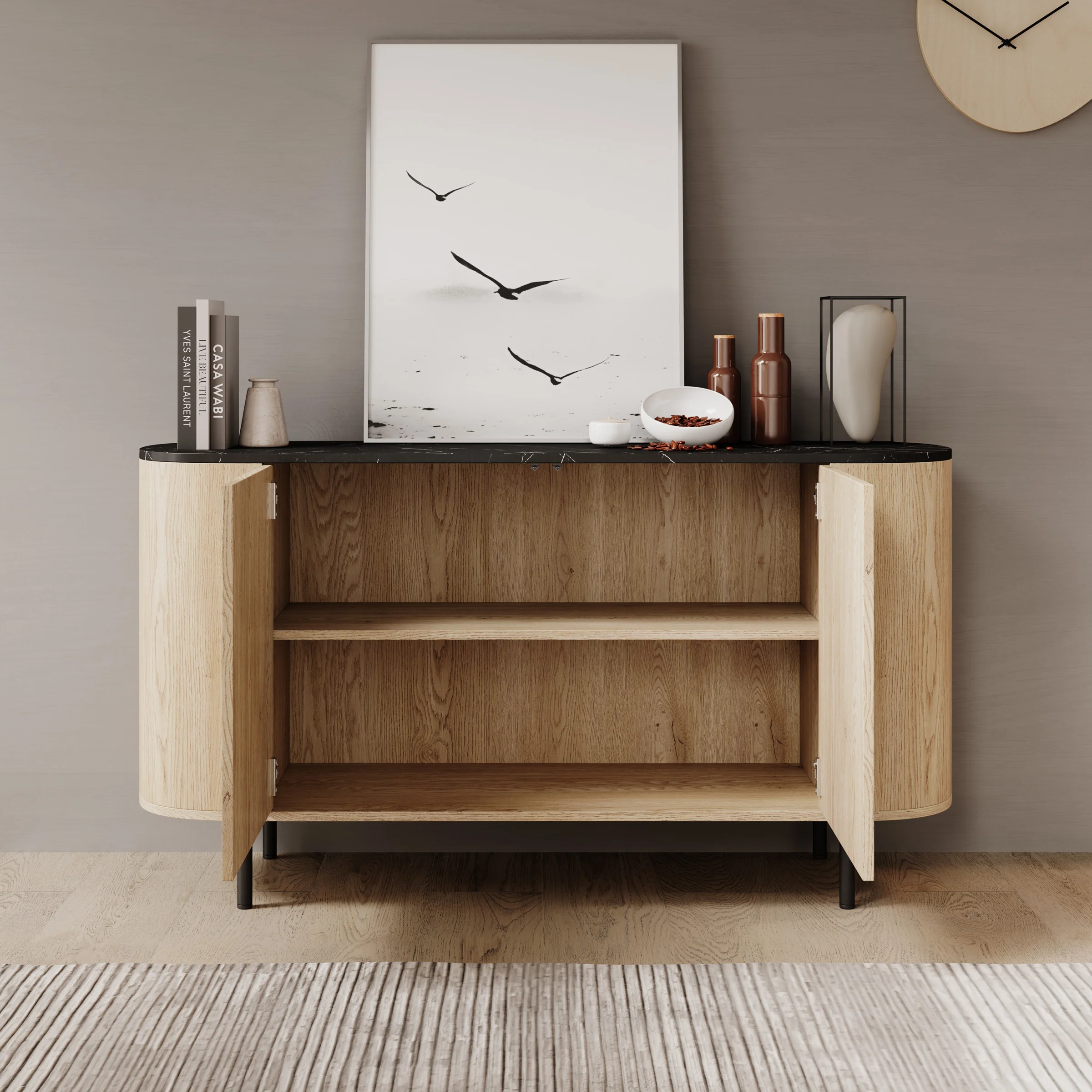 Lauran - Dressoir - Eiken/Zwart - 138x40x75 cm - Image 2