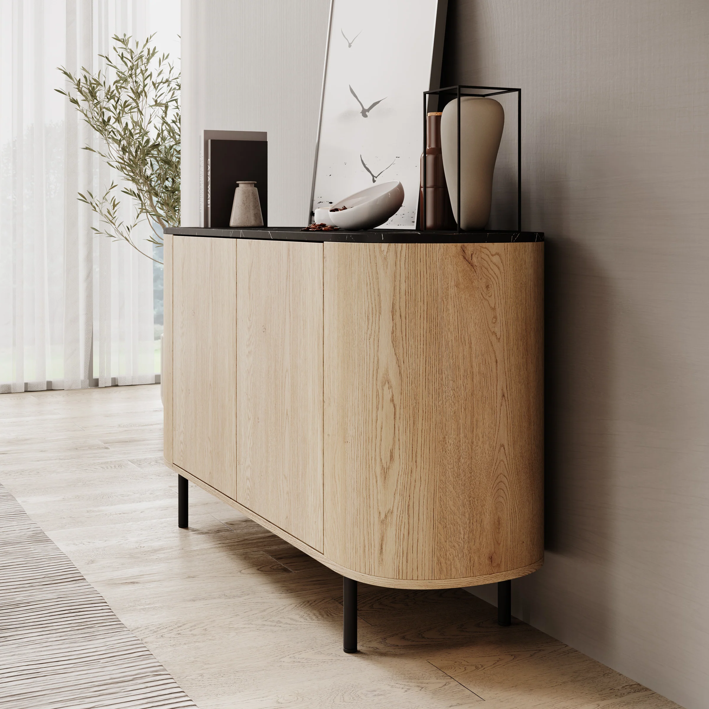 Lauran - Dressoir - Eiken/Zwart - 138x40x75 cm - Image 4