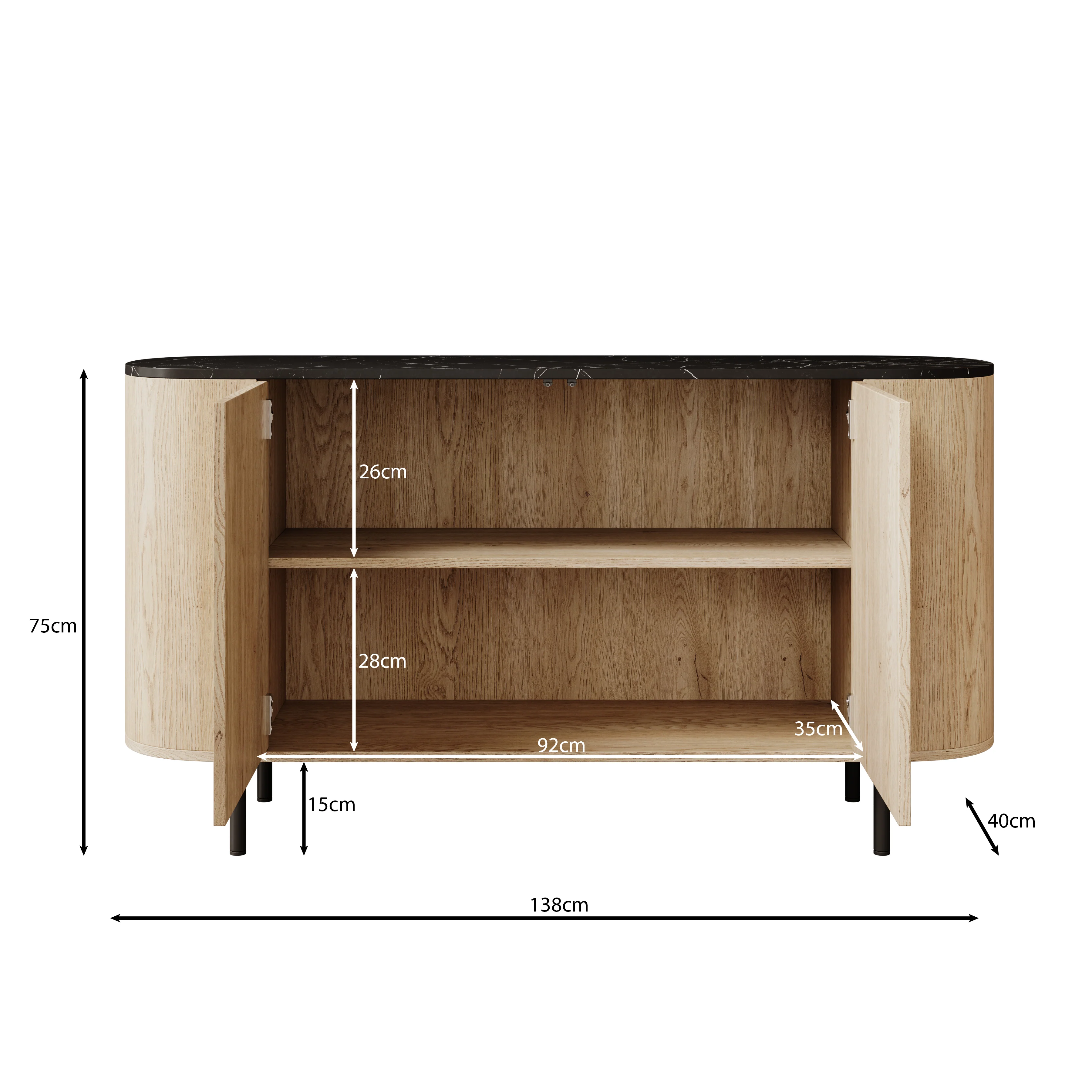 Lauran - Dressoir - Eiken/Zwart - 138x40x75 cm - Image 5
