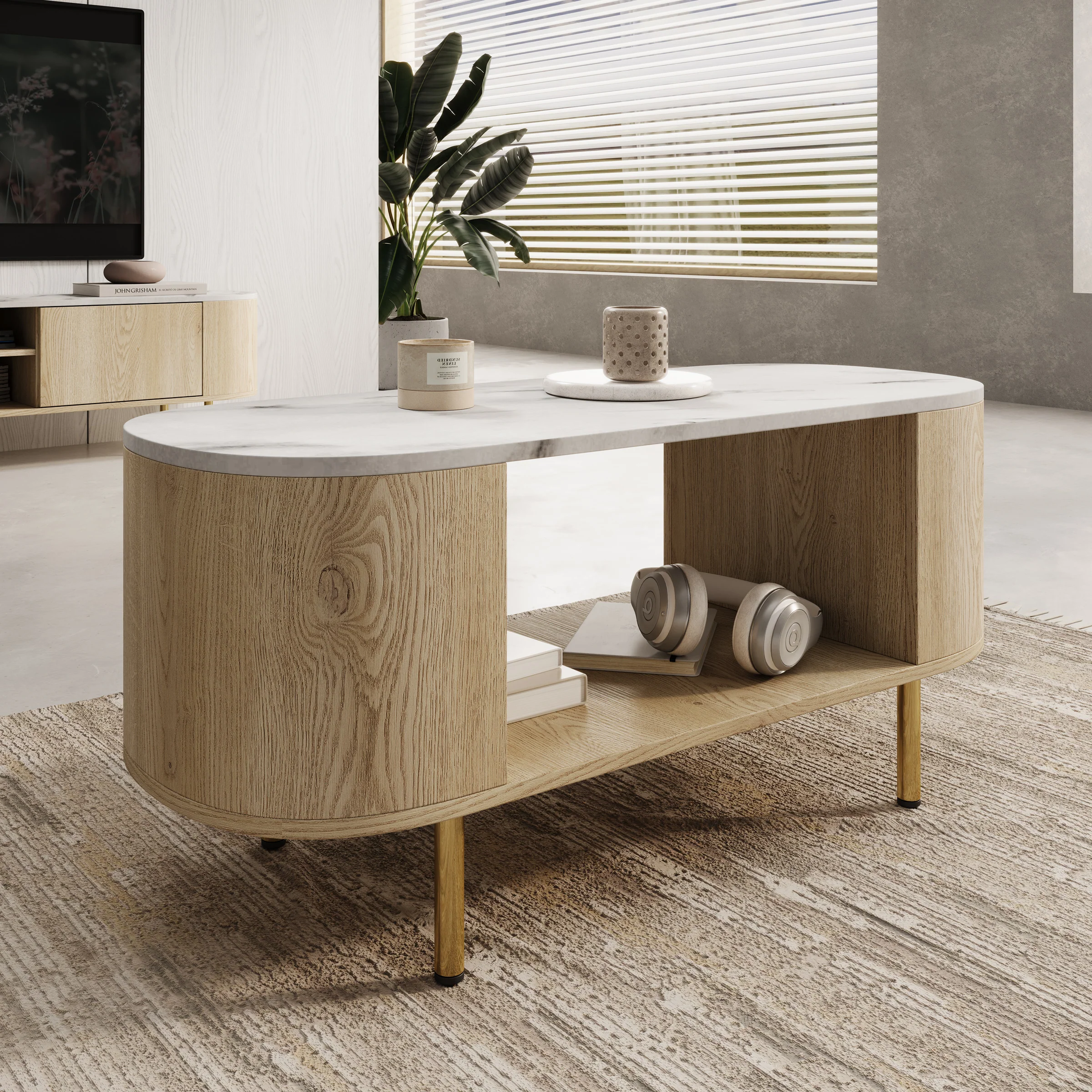 Lauran - Salontafel - Eiken/Wit - 100x51x45 cm