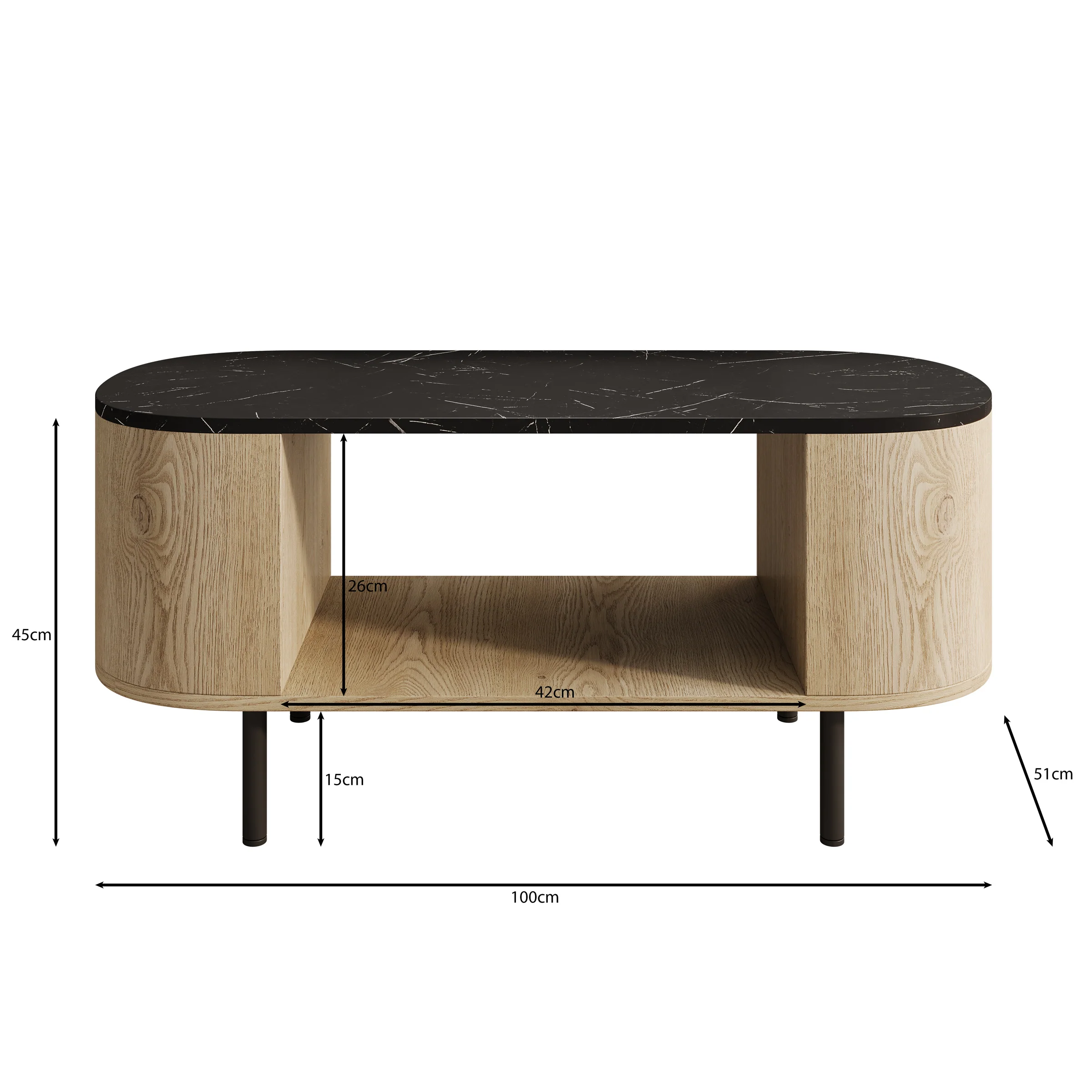 Lauran - Salontafel - Eiken/Wit - 100x51x45 cm - Image 3