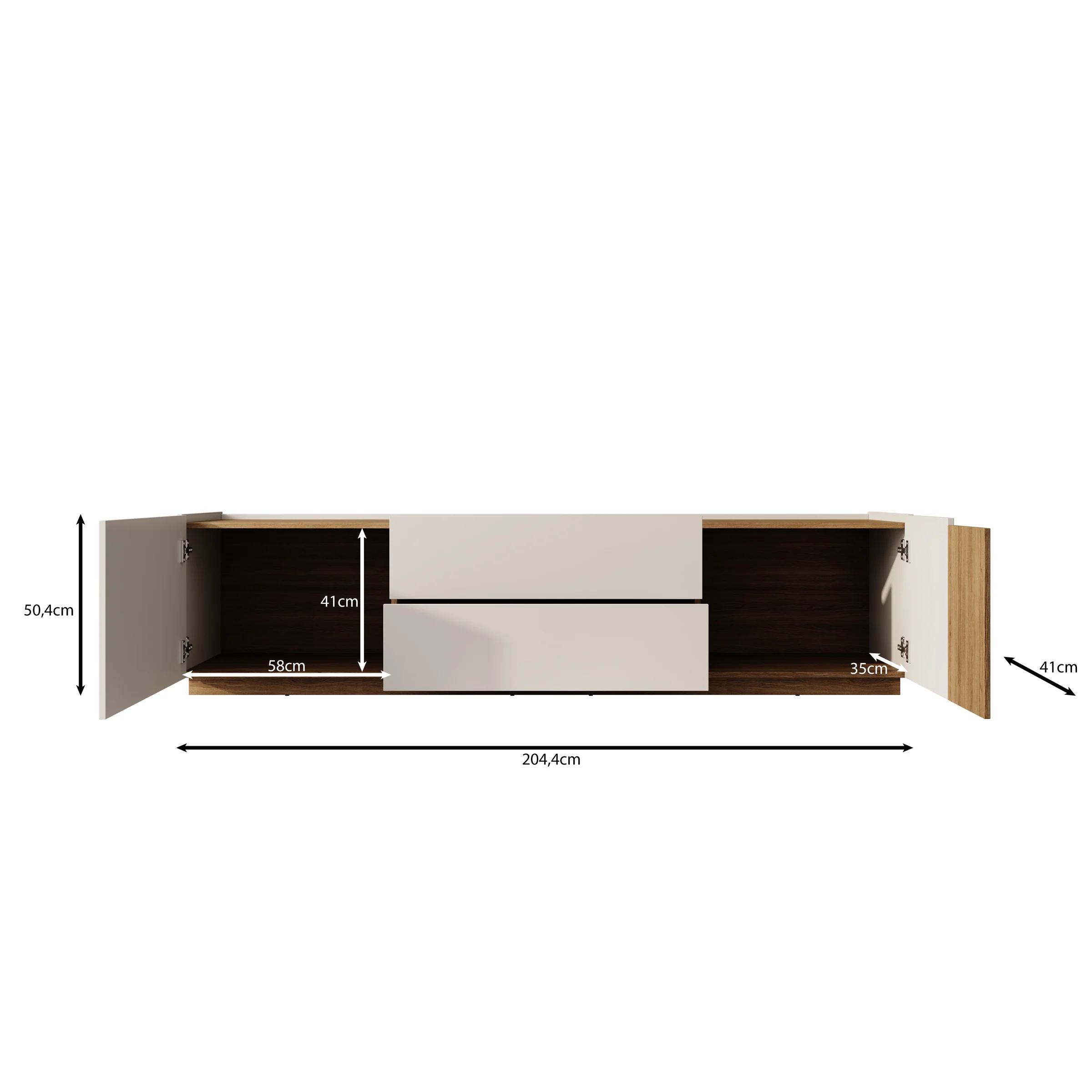 Lavar - TV-meubel - Wit/Eiken - 204x41x50 cm - Image 6