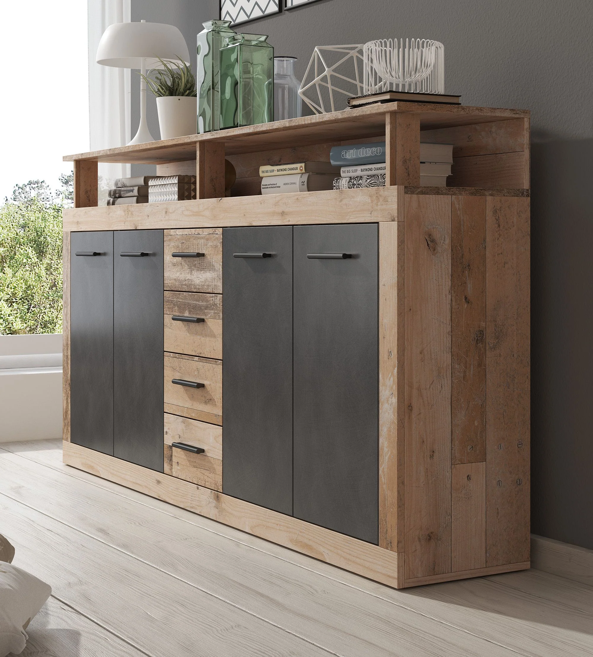 Lavina - Dressoir - Grijs/old wood - 190x32x96 cm - Image 4