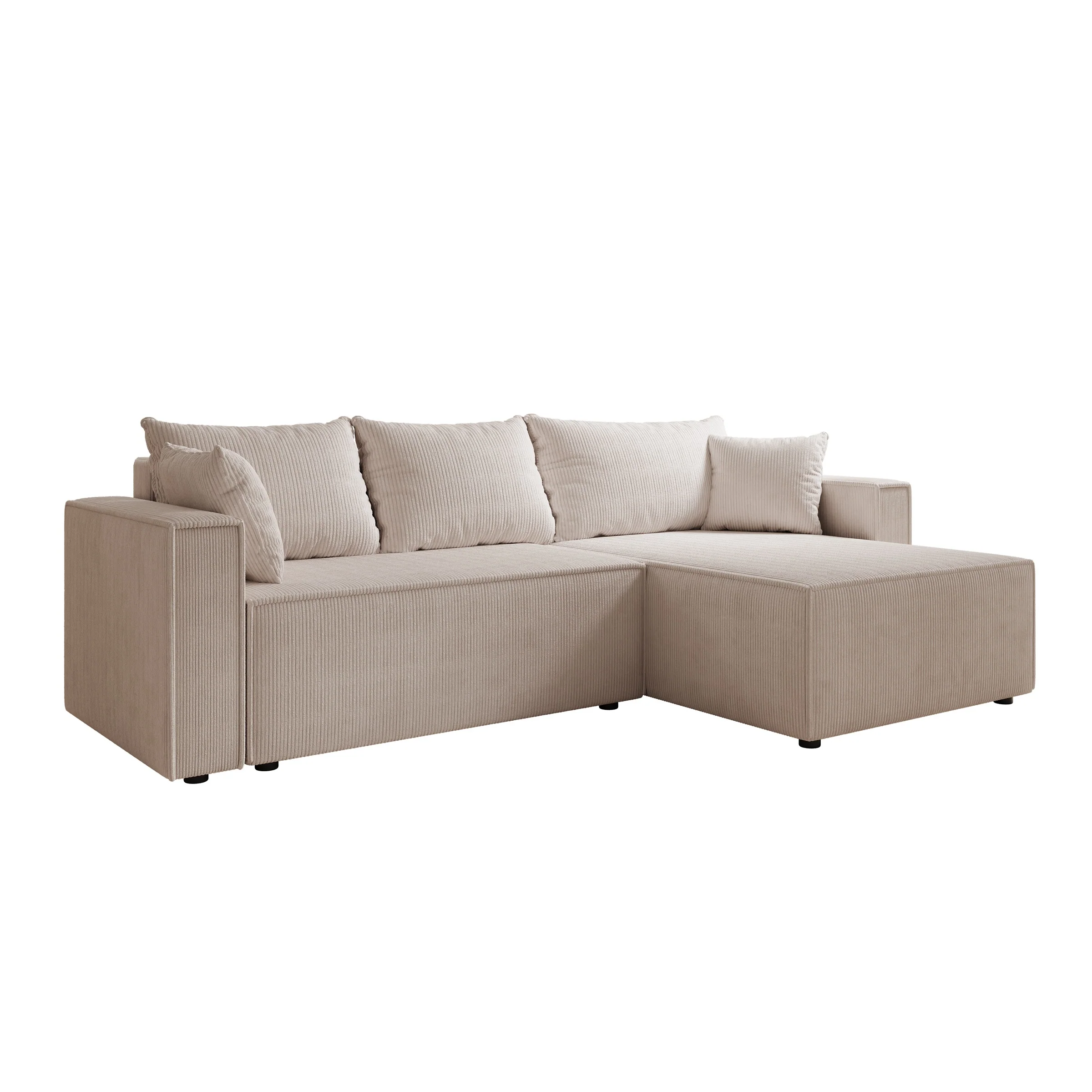 Lawrence - Hoekbank 3-zits met chaise longue - Ribstof beige - Rechts - Image 5