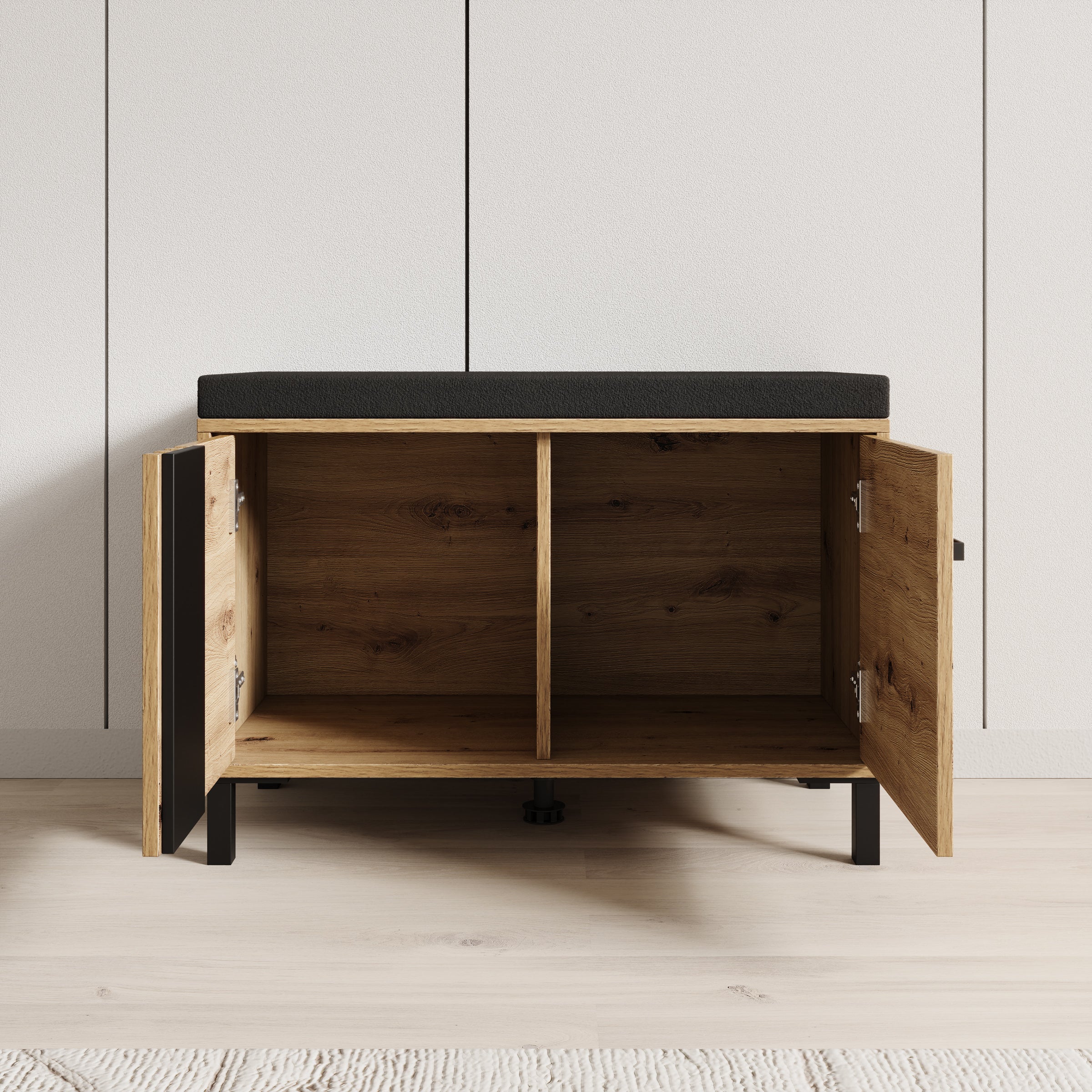 Lazuli - Schoenenkast met zitkussen - Eikenpatroon - 80x40x5 - Image 2