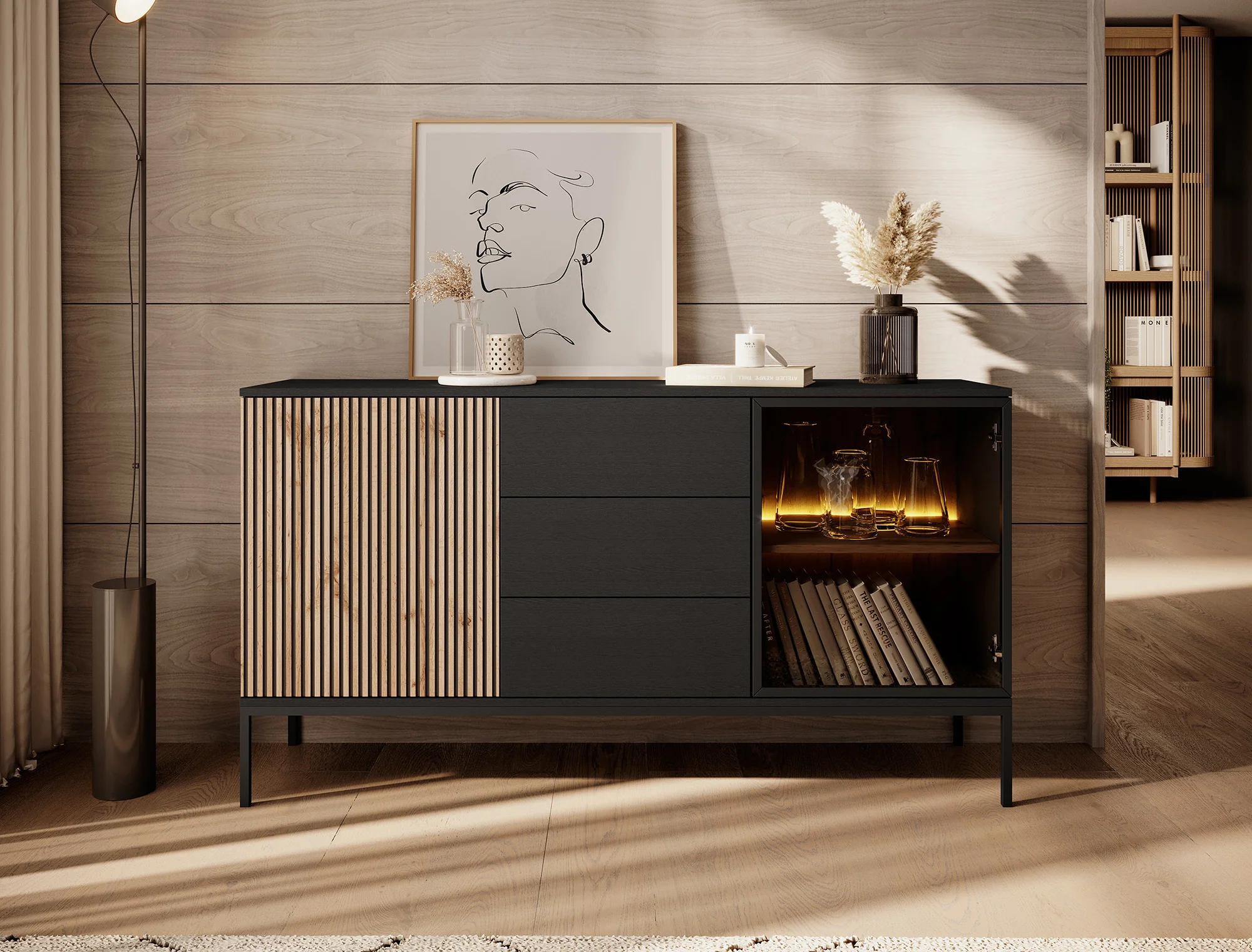 Legend 2 - Dressoir - Zwart/eiken - 154x39x83 cm - Image 2
