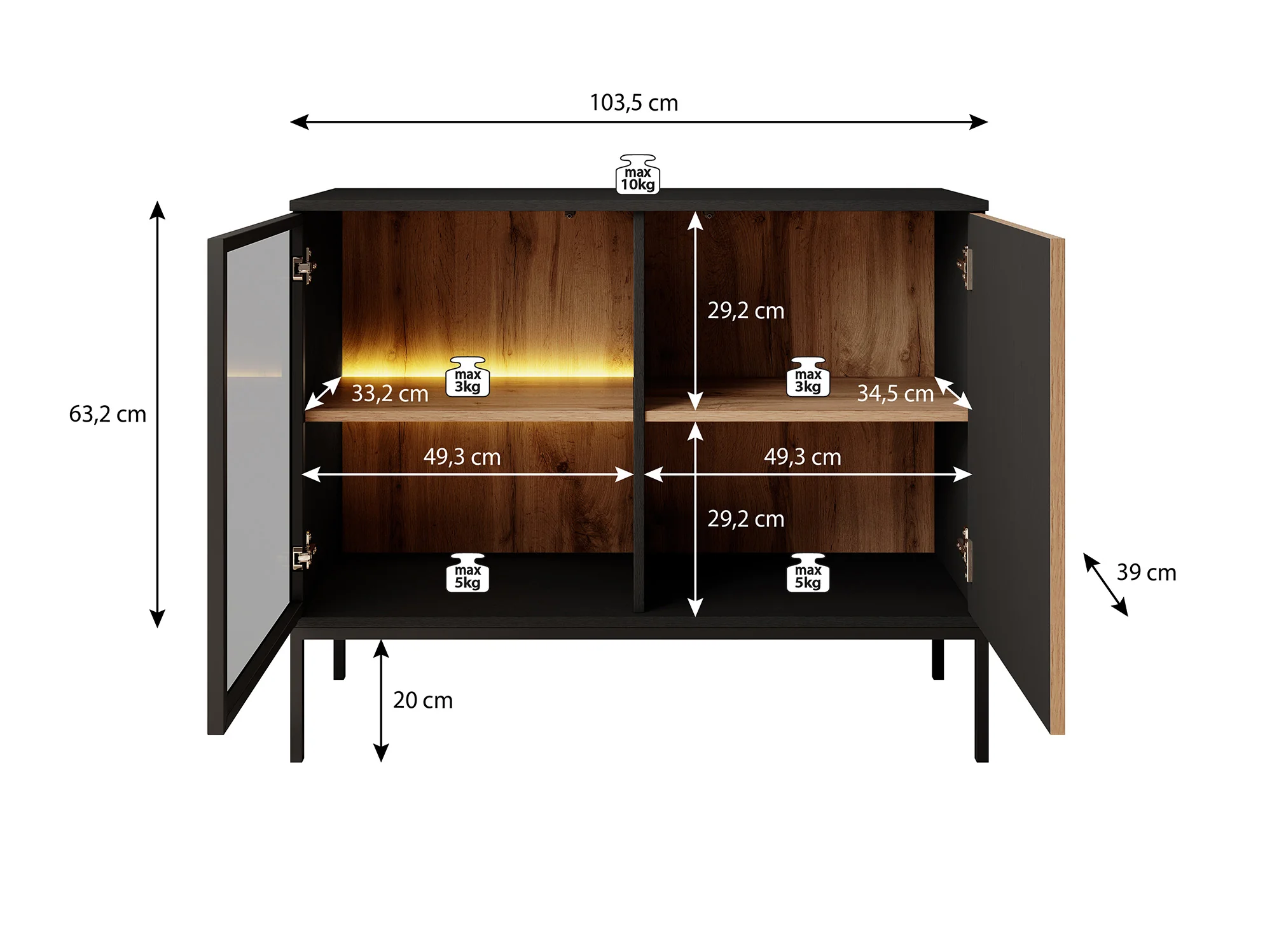 Legend - Dressoir - Zwart/eiken - 104x39x83 cm - Image 5