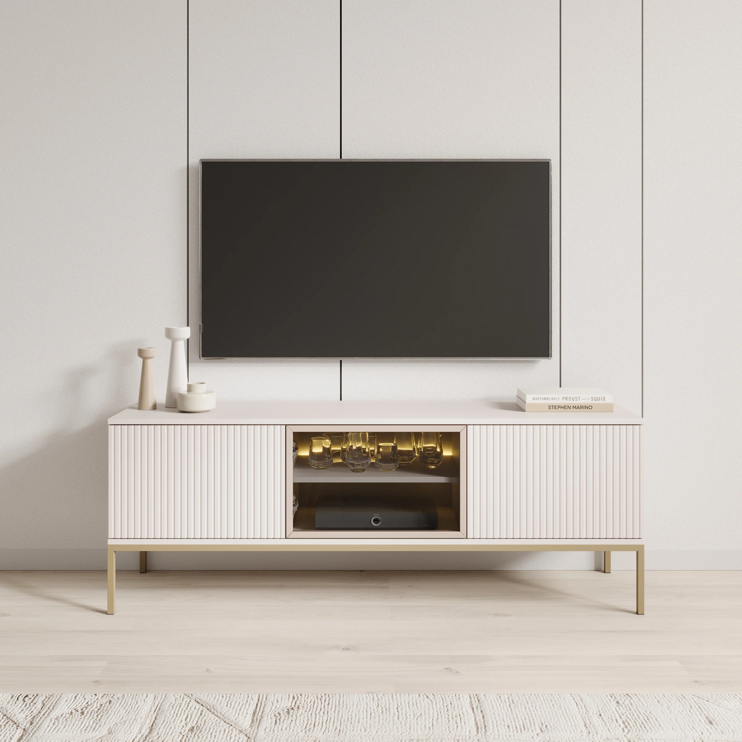 Legend - TV-Meubel met 3 deuren - Beige - 154 cm - Image 3